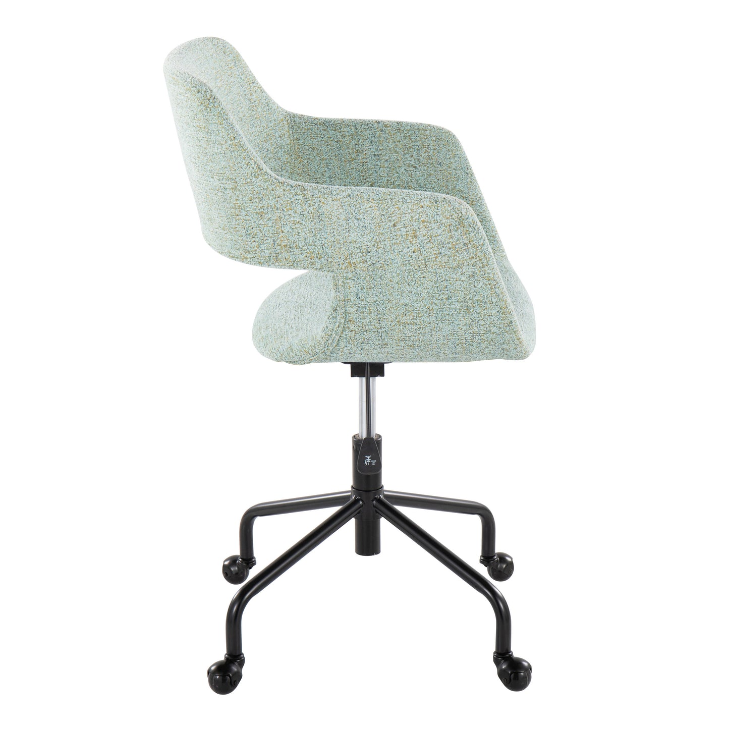 Margarite Contemporary Adjustable Office Chair in Black Metal and Light Green Fabric by LumiSource