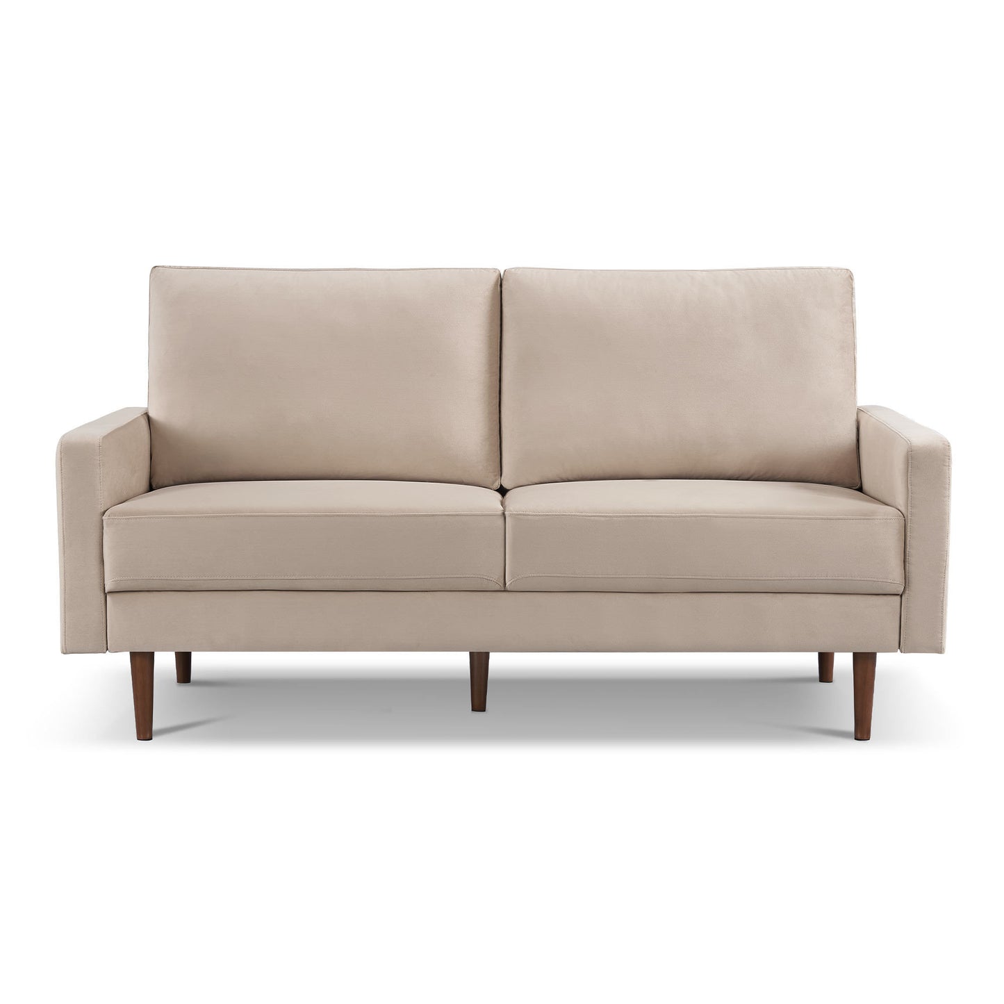 69 Inches Modern Beige Velvet Upholstered Loveseat Couch