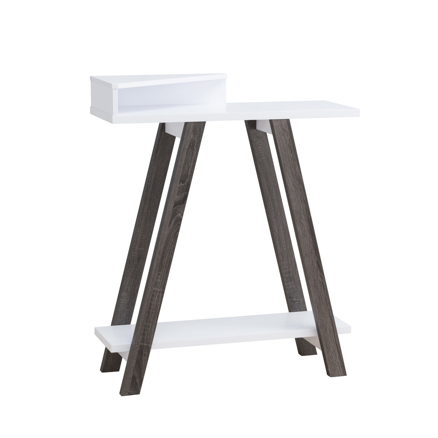 Angled Leg Console with Distressed Grey and White Finish