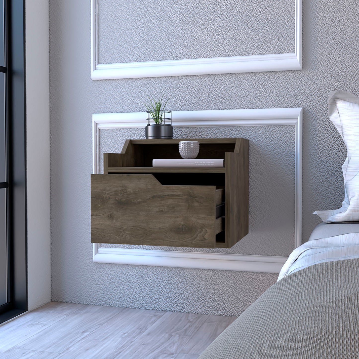 Floating Nightstand Chester, Bedroom, Dark Brown