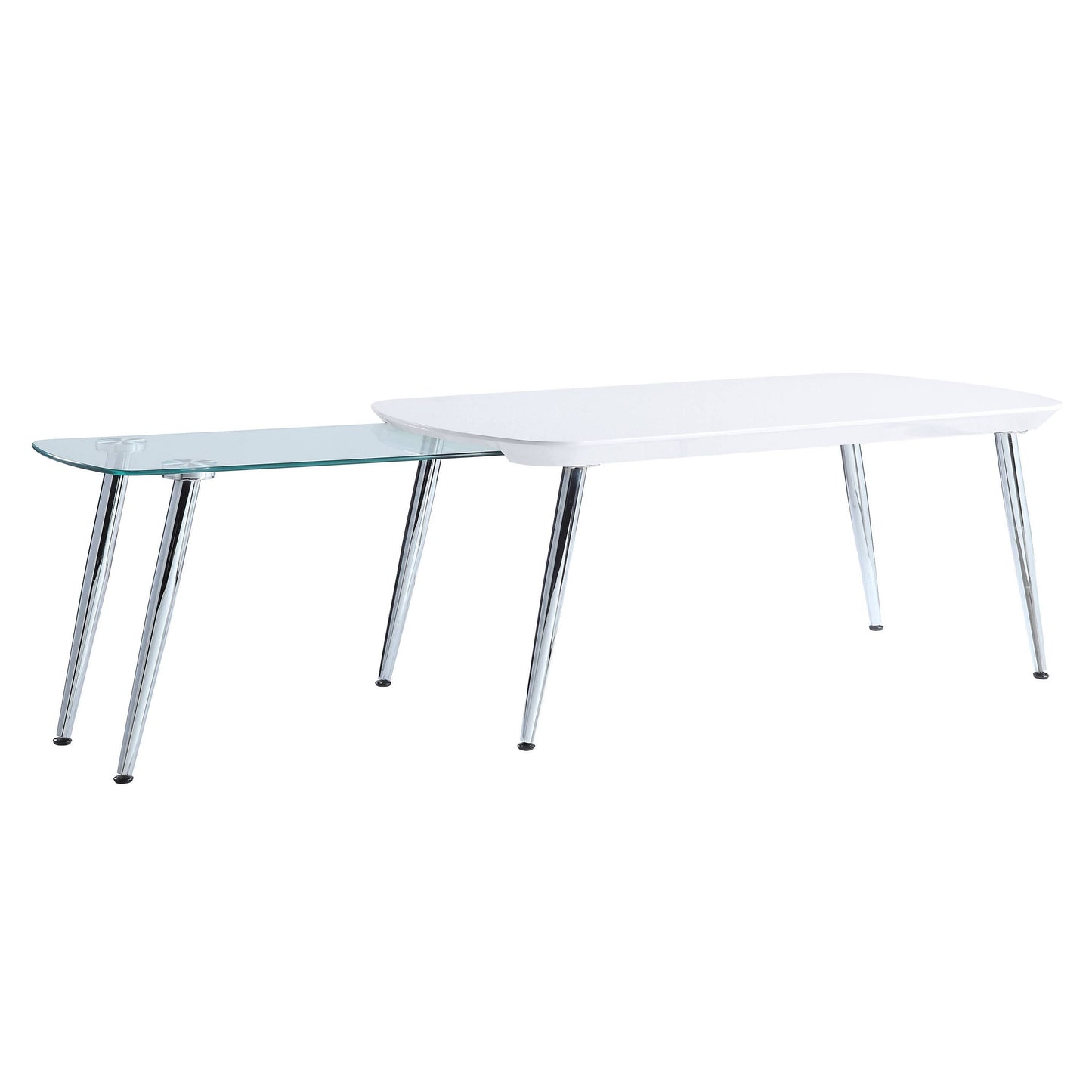 Sleek White & Chrome Finish Patina Coffee Table LV00363