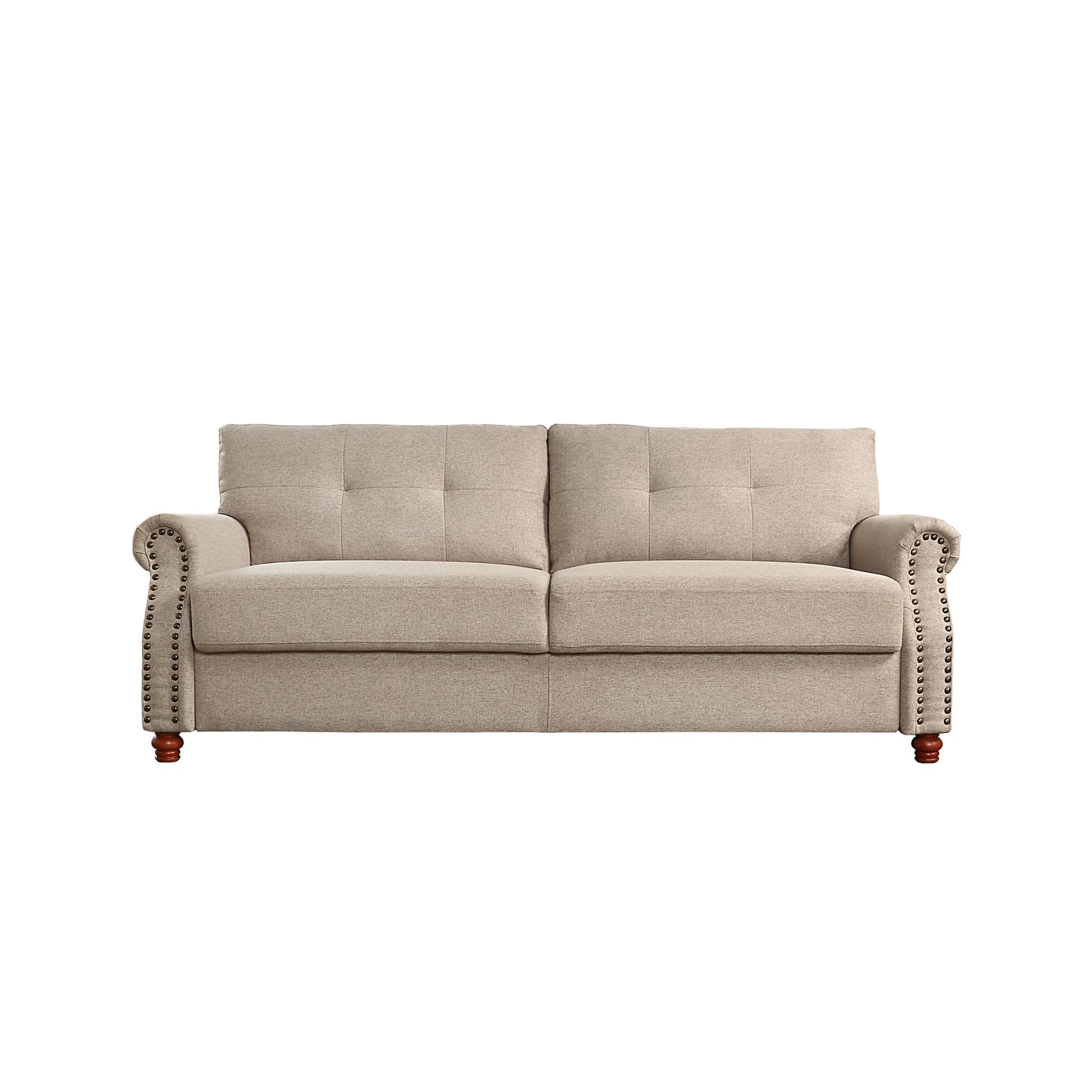 Linen Fabric Upholstery with Storage Sofa /Tufted Cushions/ Easy, Tool-Free Assembly, Beige