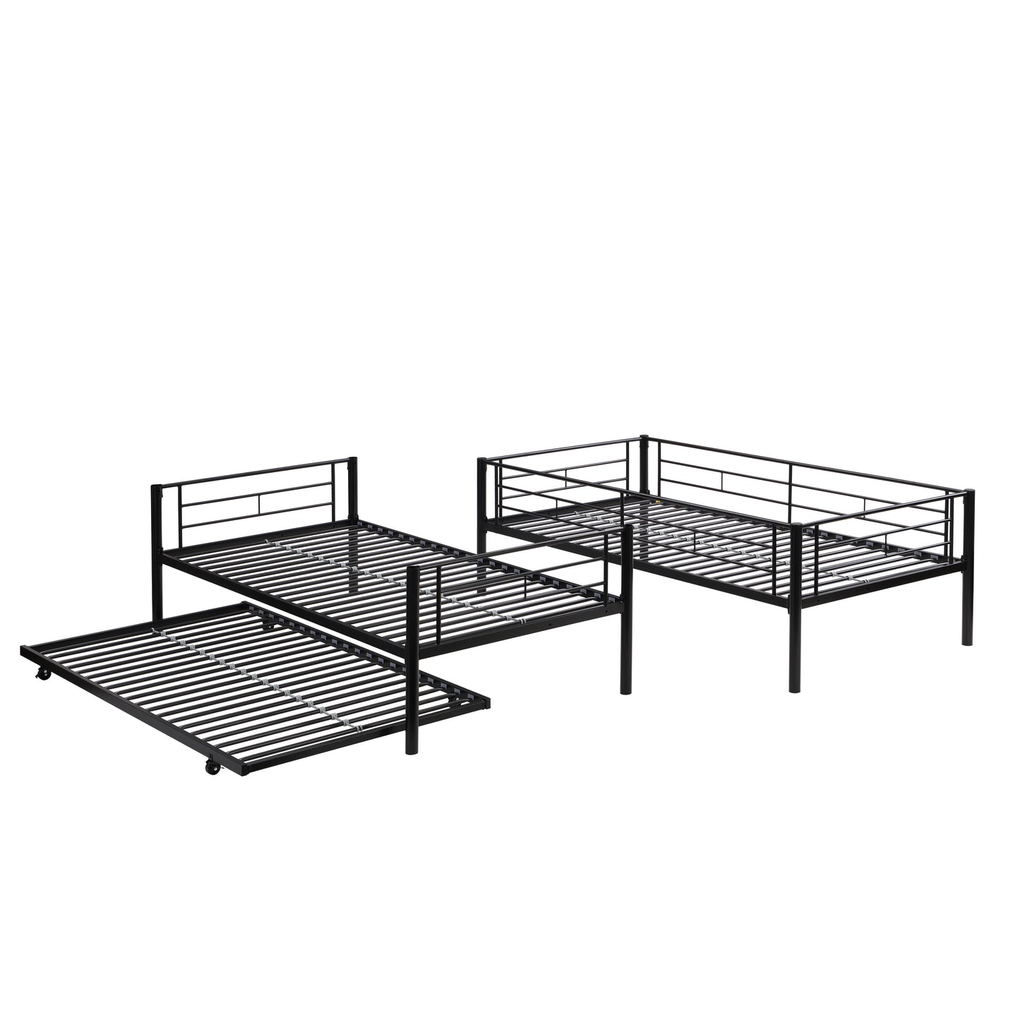 Versatile Twin Bunk Bed with Trundle and Guard Rail