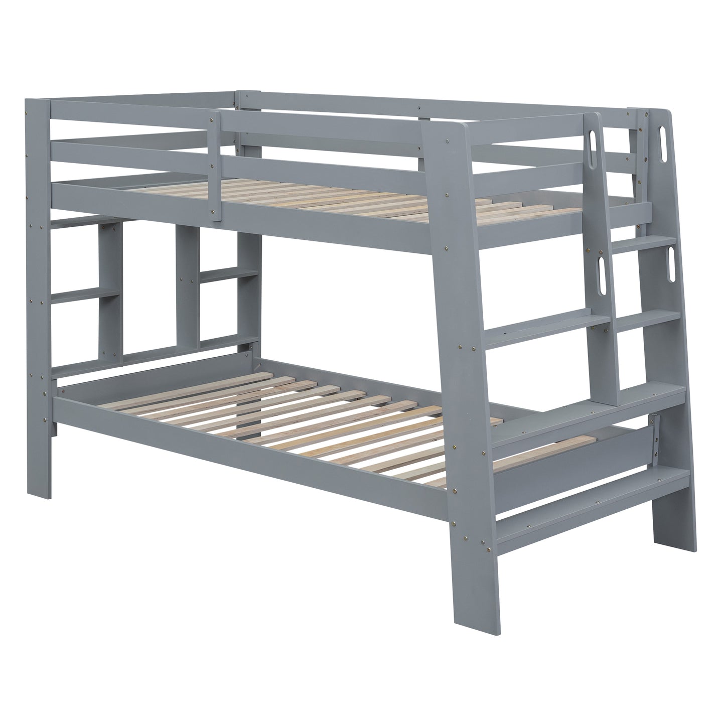 Gray Twin Bunk Bed with Sleek Design and Ample Storage