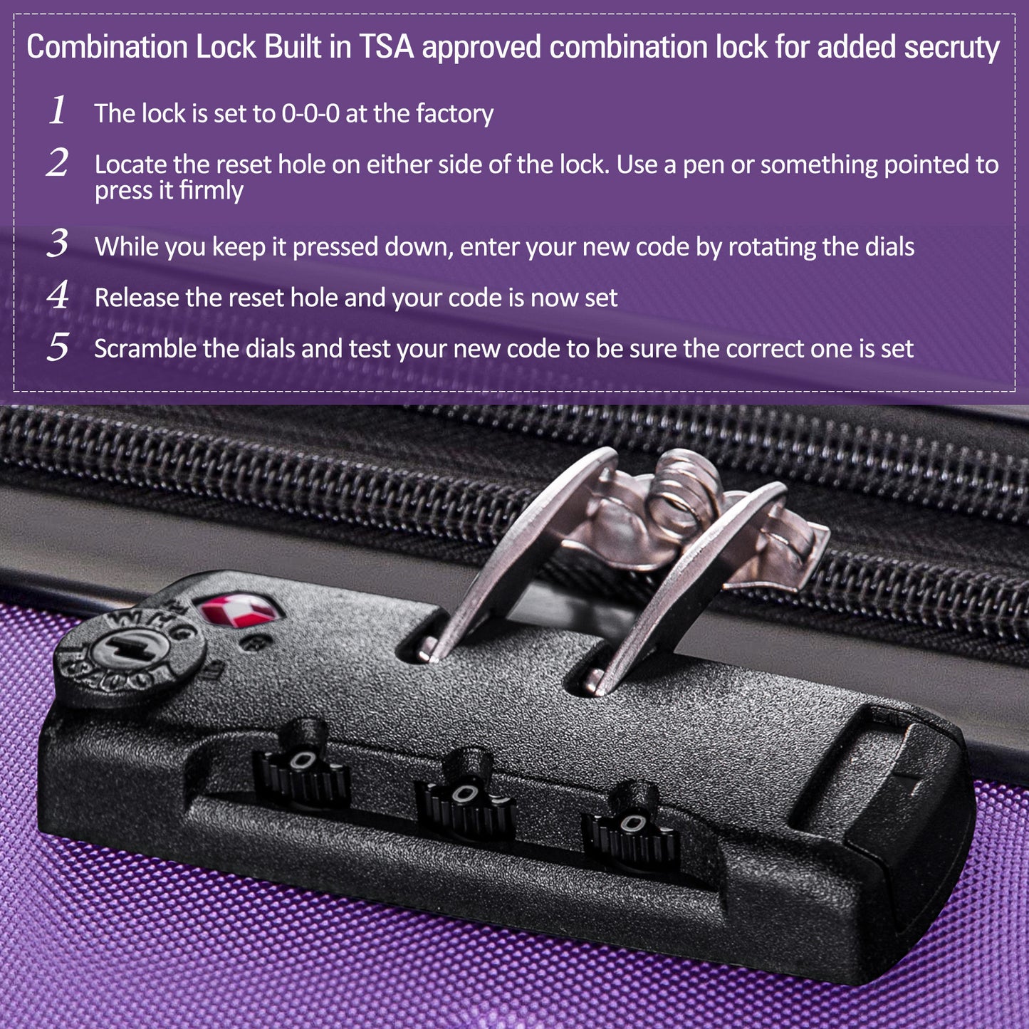 3 Piece Luggage Set Hardside Spinner Suitcase with TSA Lock 20" 24' 28" Available