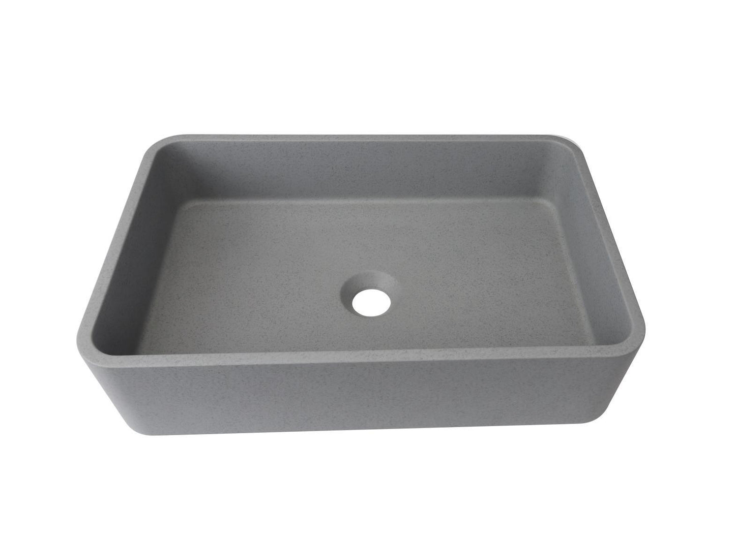 Rectangle Concrete Vessel Bathroom Sink Handmade Concreto Stone Basin Counter Freestanding  Bathroom Vessel  Sink in Grey without  Faucet and Drain