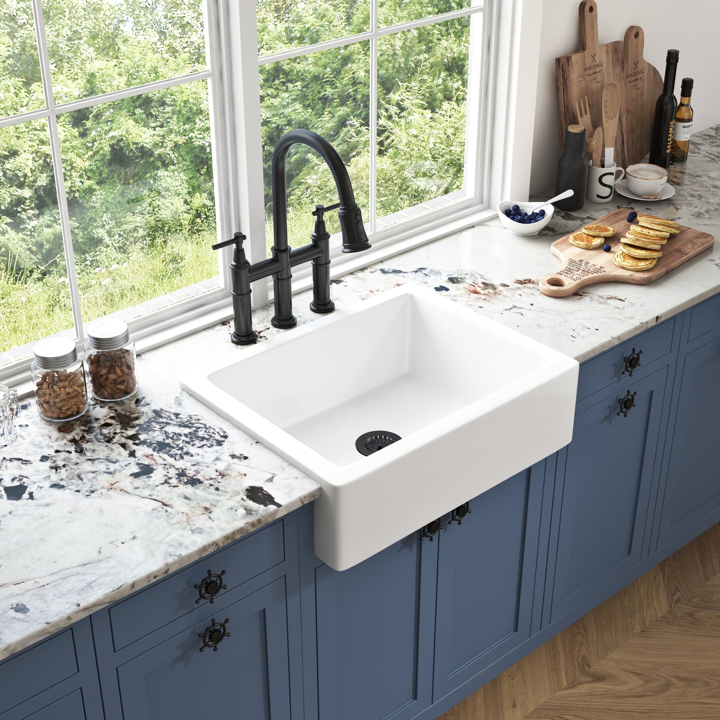 Deep White Fireclay Farmhouse Kitchen Sink