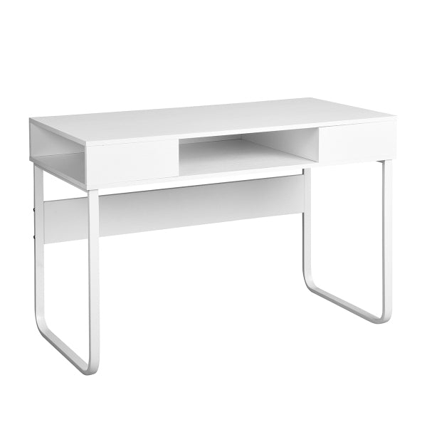 43.3 Modern Scandinavian Style White Writing Desk with Open Storage