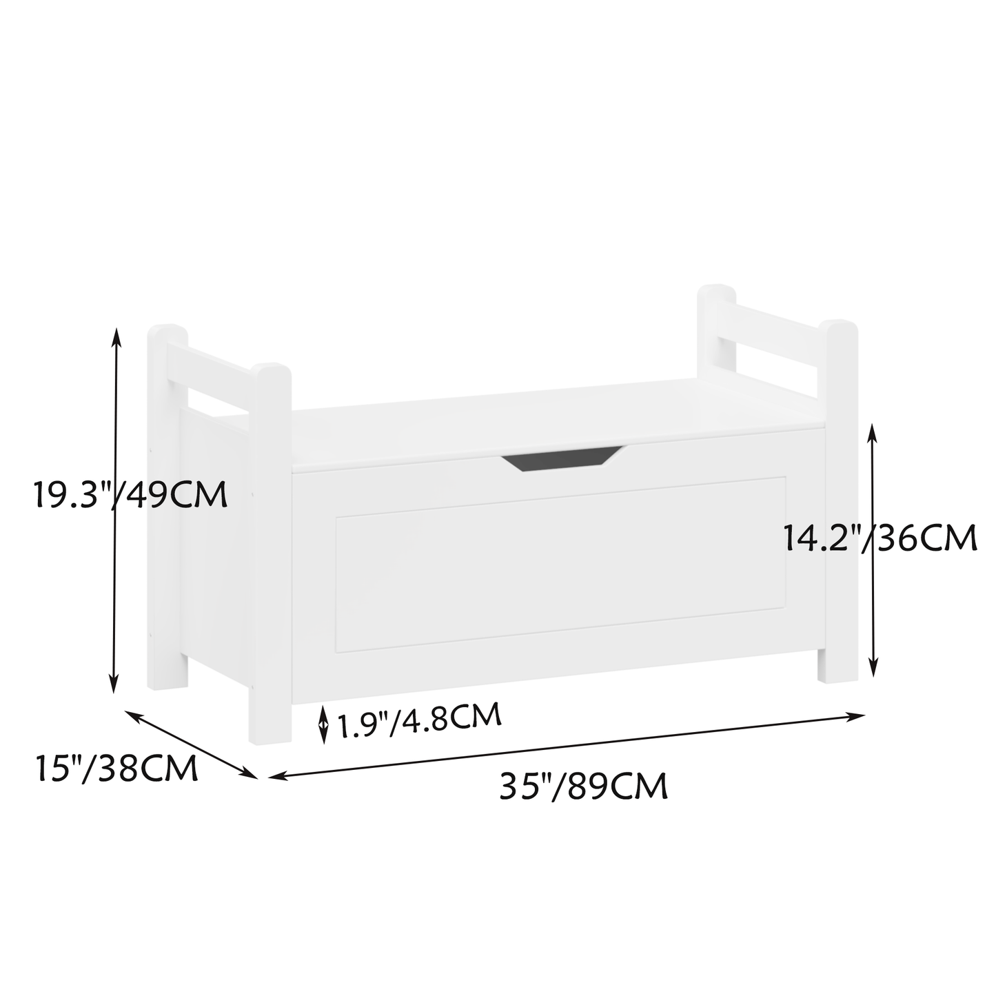 Kids Toy Box Chest, White Rubber Wood Toy Box for Boys Girls, Large Storage Cabinet with Flip-Top Lid/Safety Hinge, Toy Storage Organizer Trunk for Nursery, Playroom