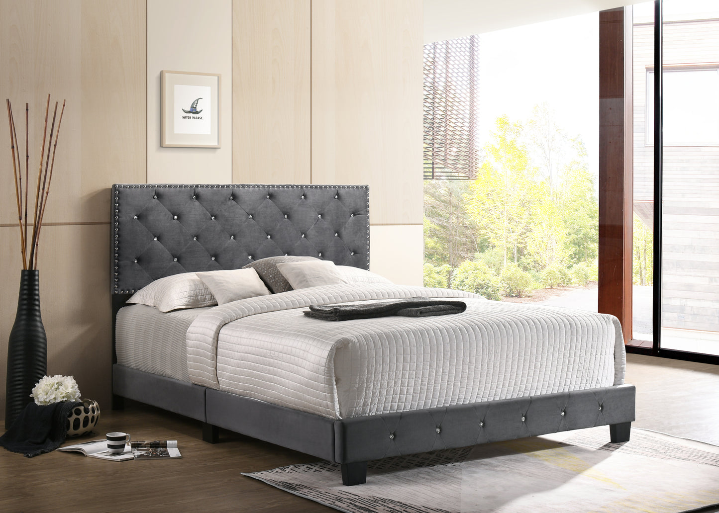 Suffolk G1401-QB-UP Queen Bed , GRAY