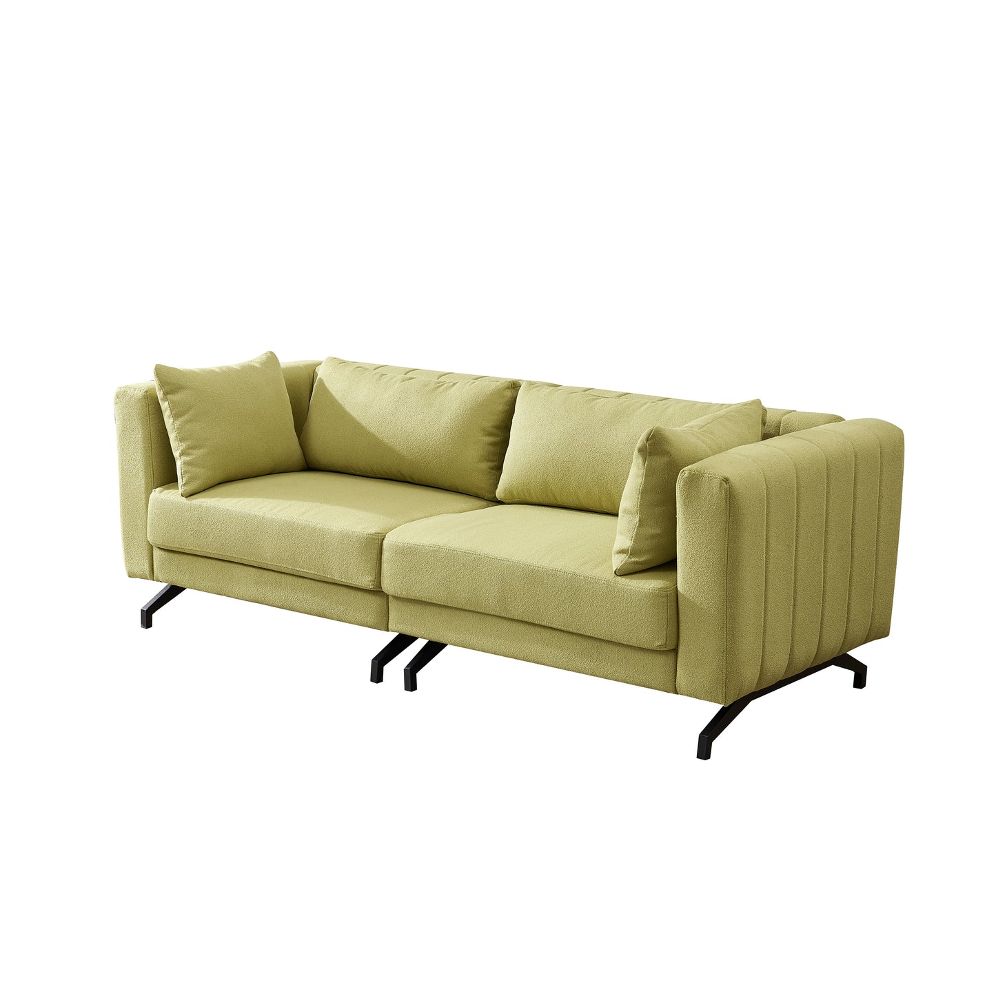 Living  Room  Sofa Couch with Metal Legs Light Green Fabric