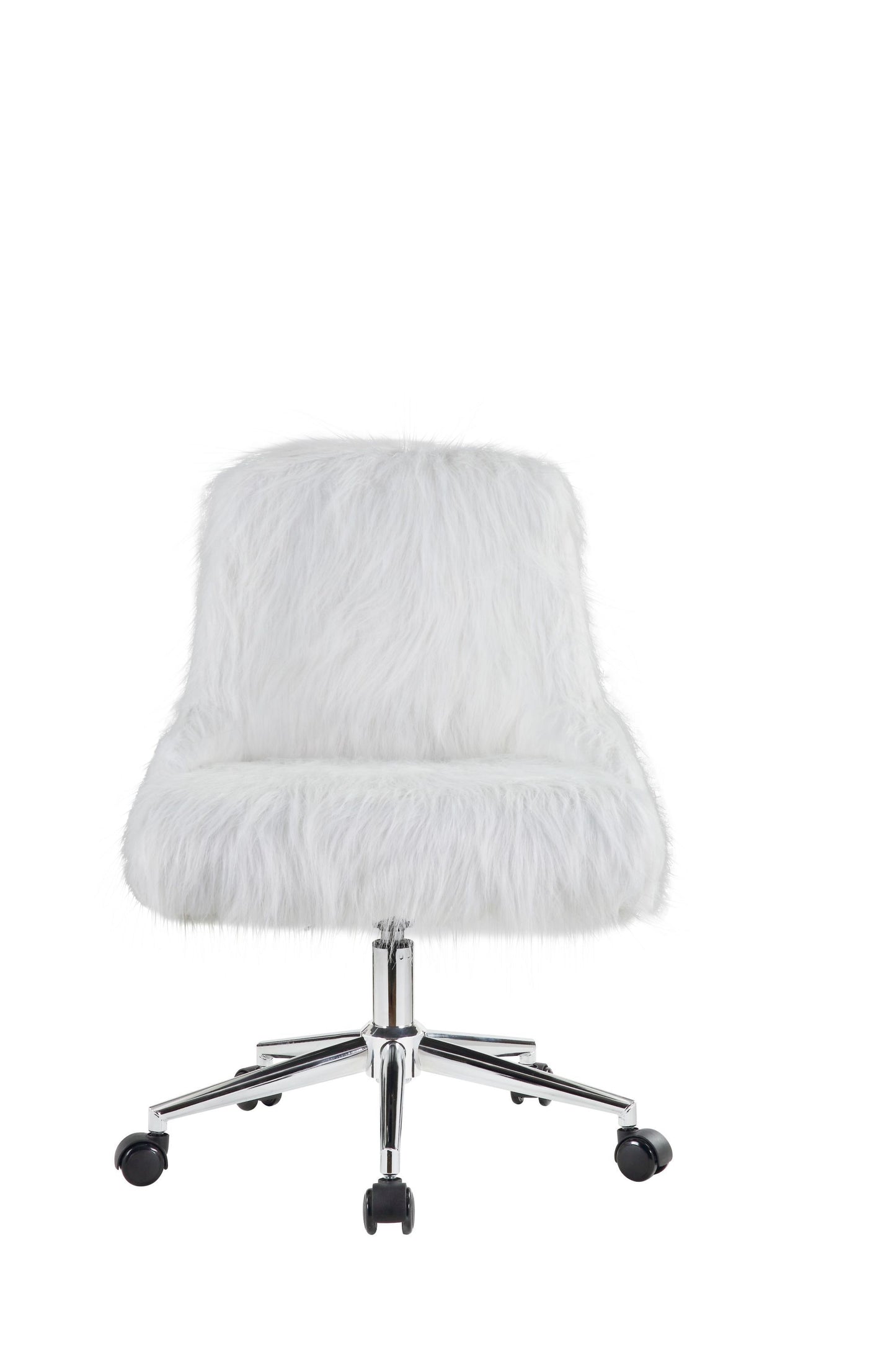 Arundell II Office Chair in White Faux Fur & Chrome Finish OF00122