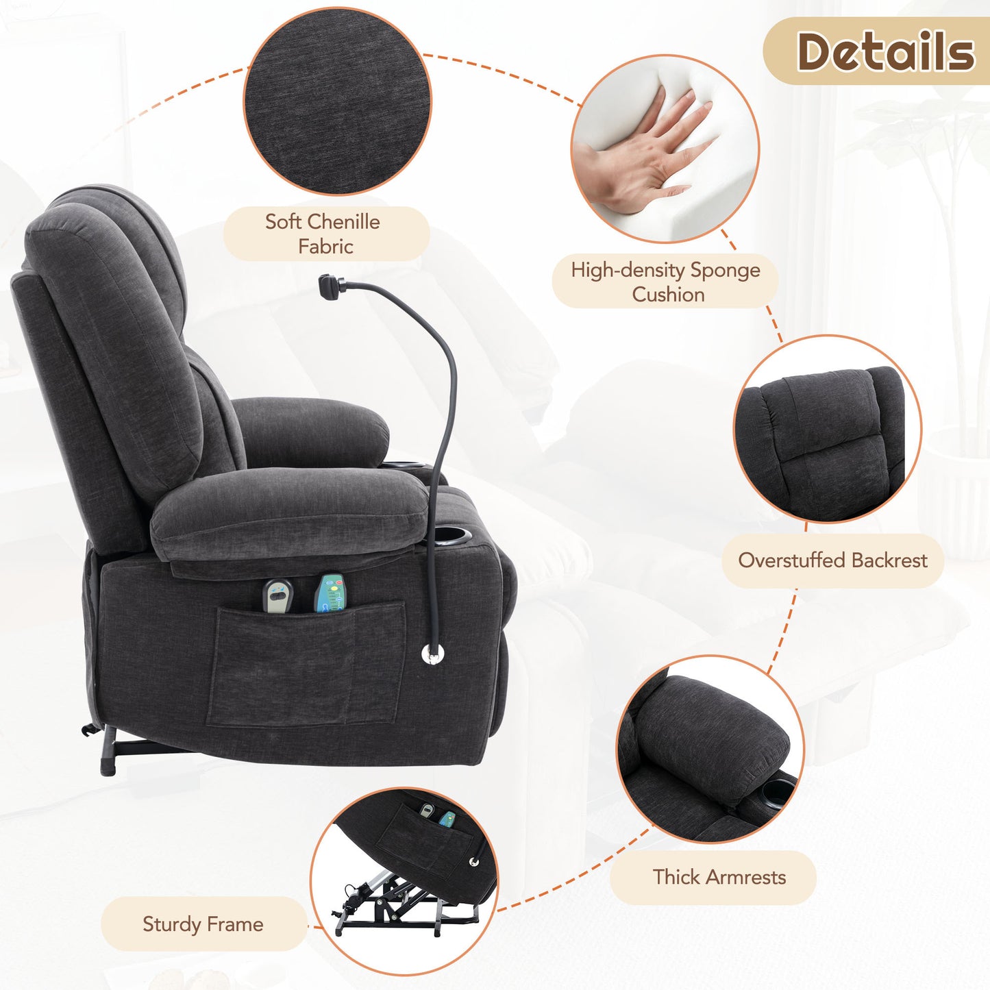 Elderly Massage and Heating Power Lift Recliner Chair