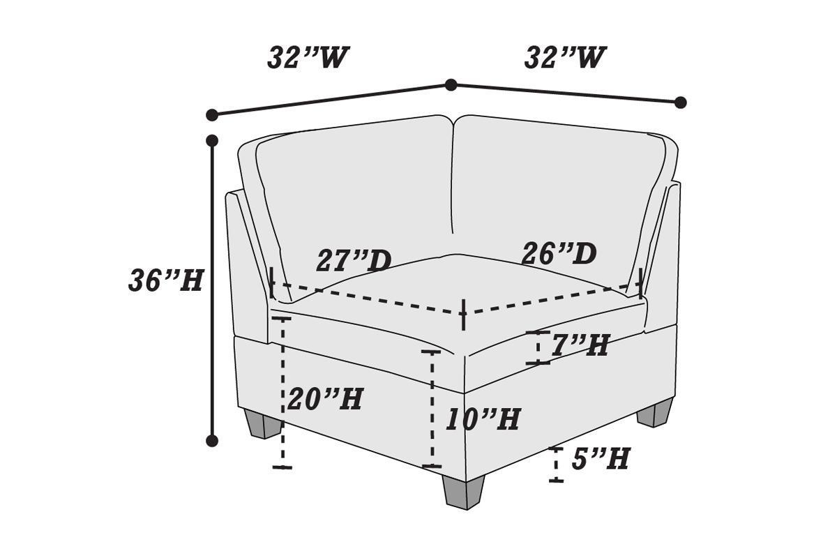 Grey Linen Modular L-Sectional Living Room Set with 6 Pieces