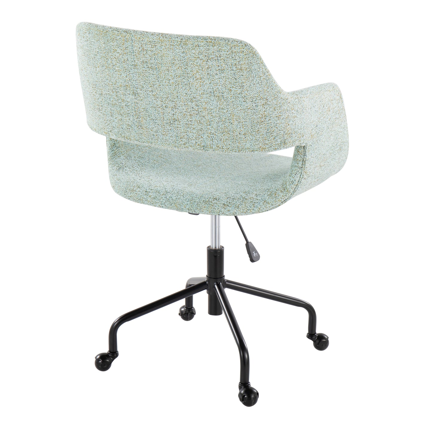 Margarite Contemporary Adjustable Office Chair in Black Metal and Light Green Fabric by LumiSource