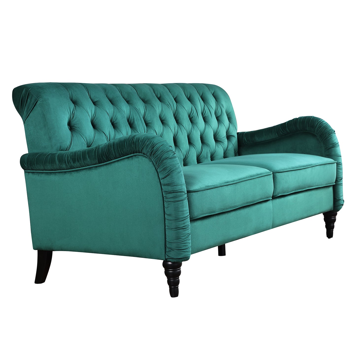 Modern Dark Green Velvet Chesterfield 3-Seater Sofa