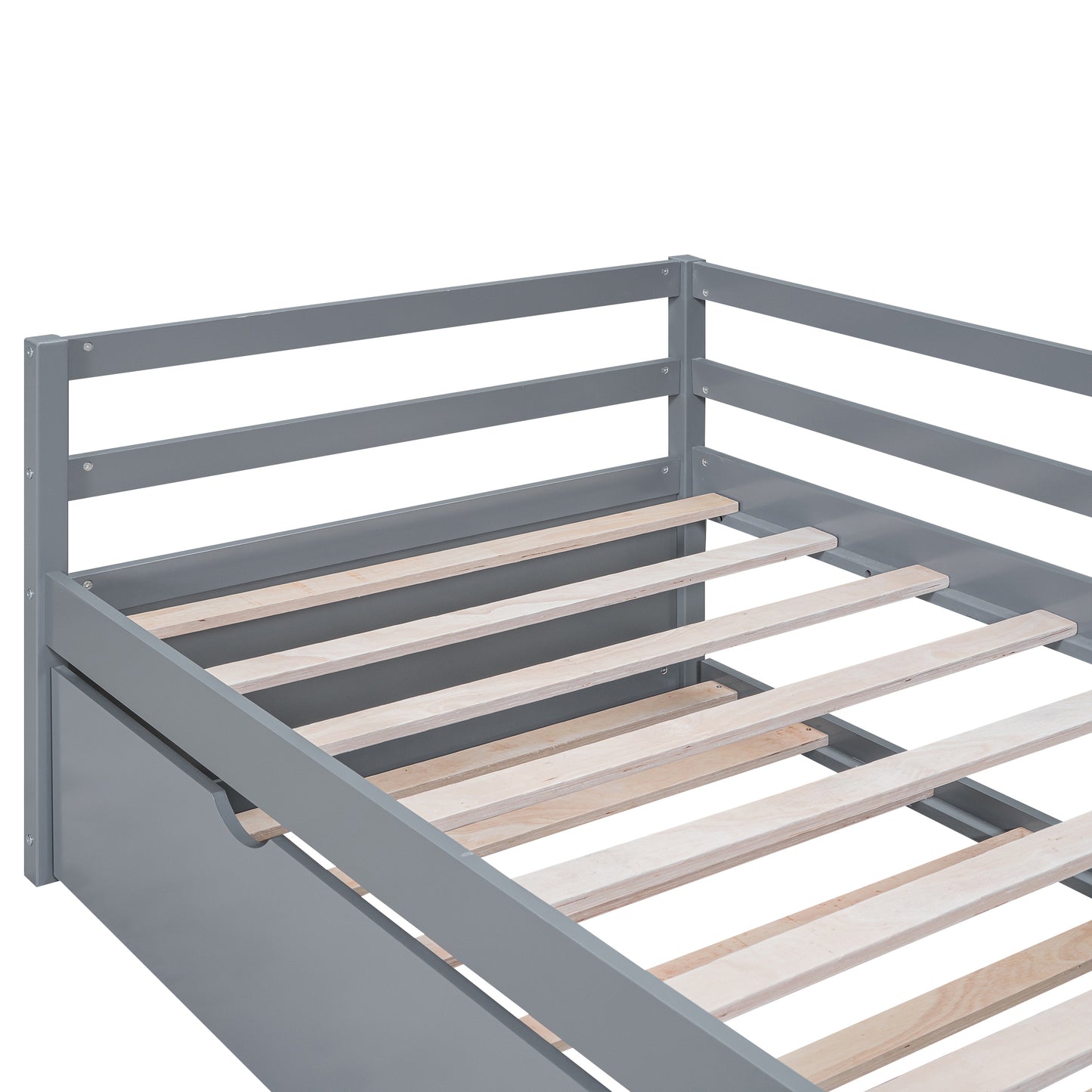 Twin Size Wood Daybed with Twin Size Trundle, Gray(Expected Arrival Time: 1.7)