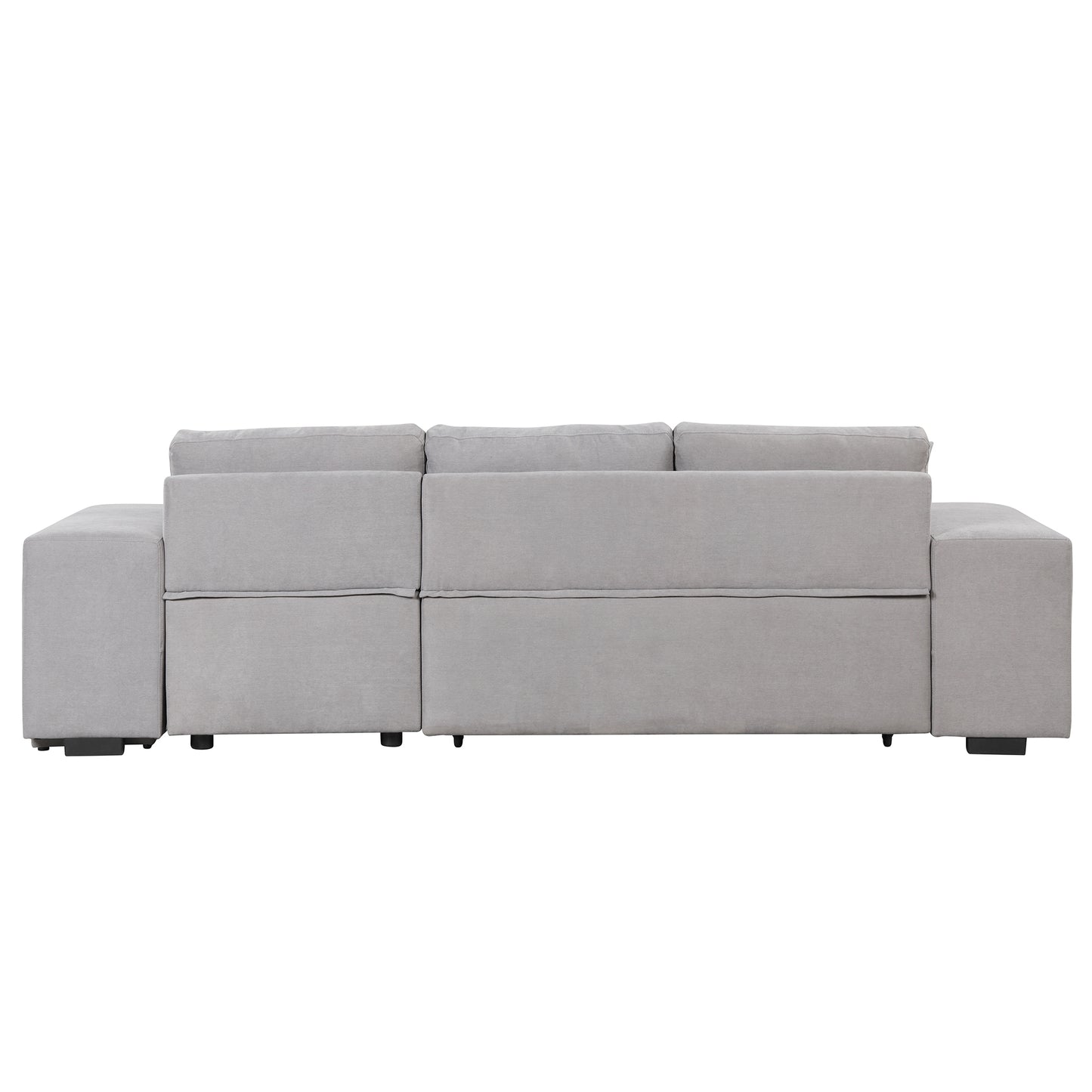 Gray L-Shape Sleeper Sectional Sofa with Storage Chaise and 2 Stools