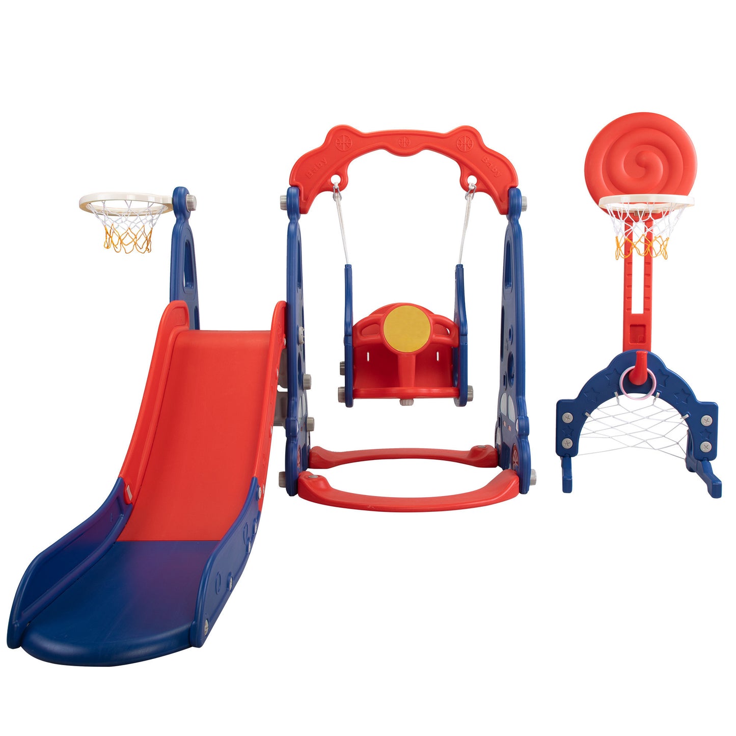 5-in-1 Giraffe-Themed Kids Playground Set with Slide, Swing, and Ball Games