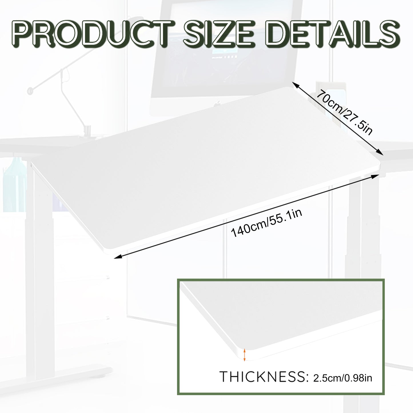 Simple and Spacious 55inch(L) White Tabletop Desk