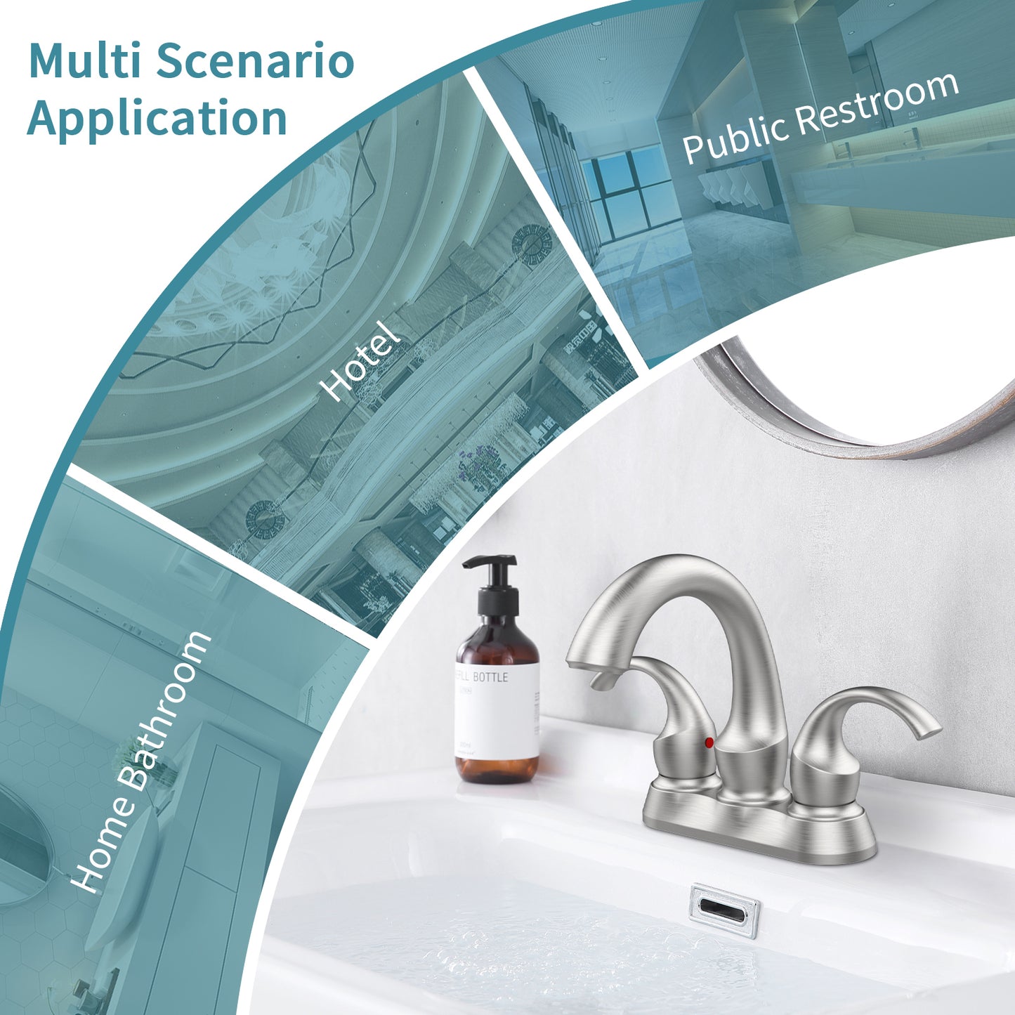 Elegant Swan Style Bathroom Faucet Set - Brushed Nickel with Water-Saving Aerator