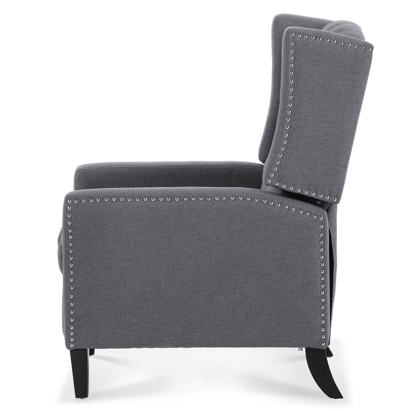 27.16 Inch Grey Fabric Wing Chair Recliner with Adjustable Backrest