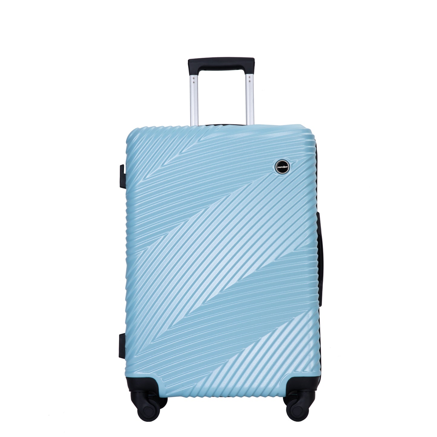 3 Piece Luggage Sets PC+ABS Lightweight Suitcase with Two Hooks, Spinner Wheels, (20/24/28) Aqua Blue