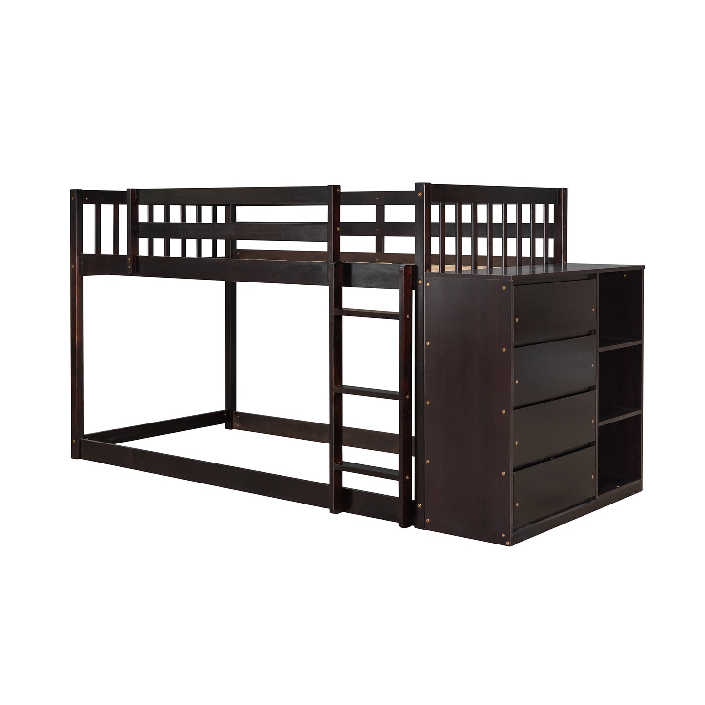 Twin Over Twin Bunk Bed with Espresso Finish and Storage Options