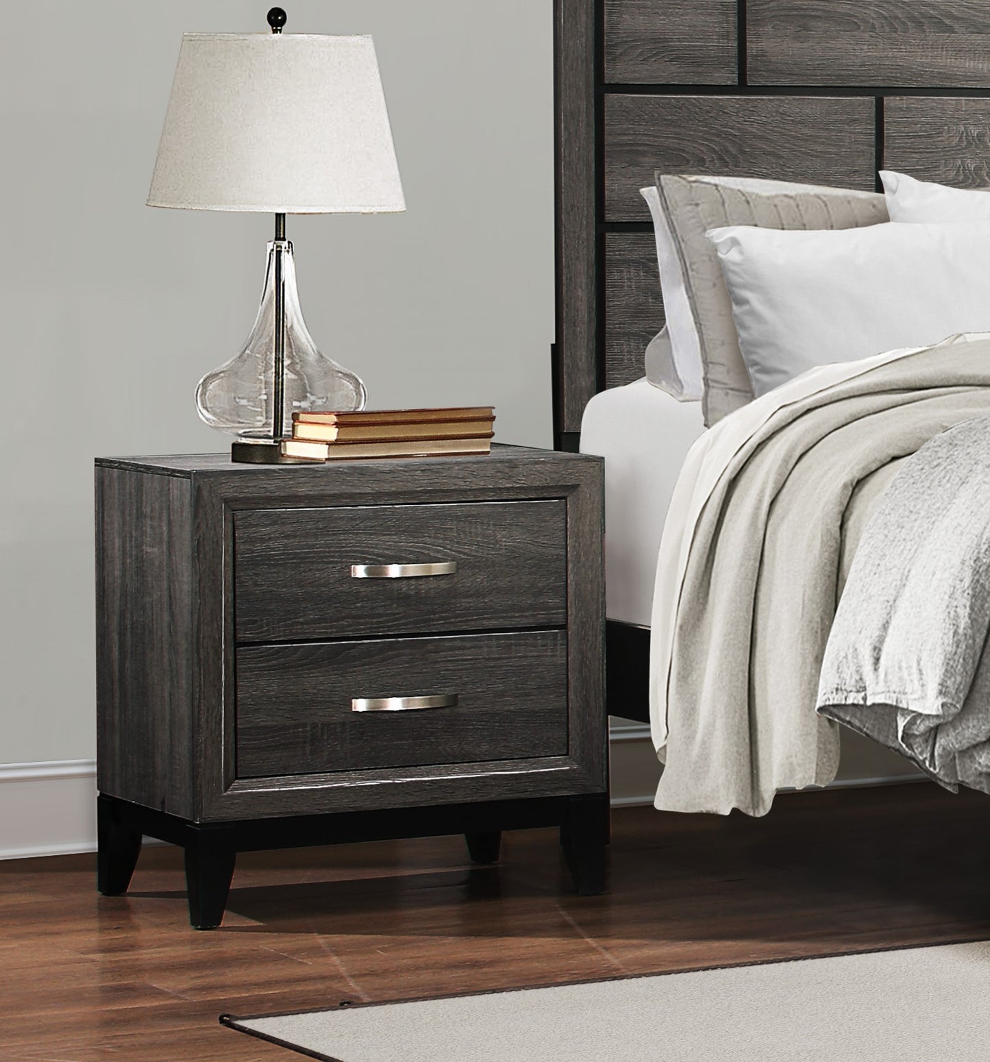 Contemporary Styling Gray Finish 1pc Nightstand Dovetail Drawers Unique Bedroom Furniture