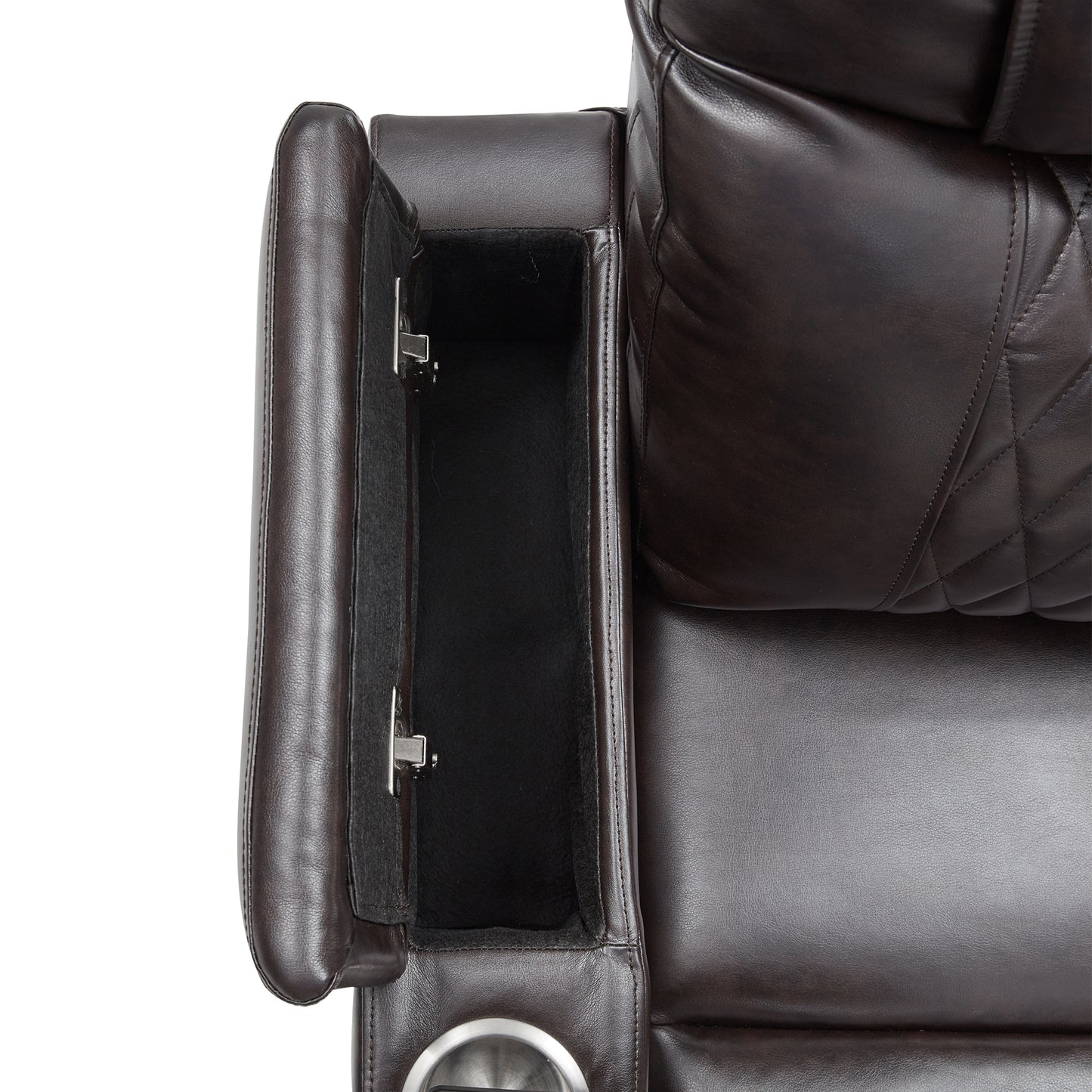 Electric Black Leather Recliner with USB Charger, Swivel Tray, and Hidden Storage