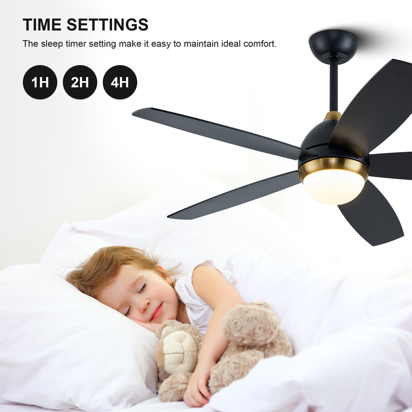 52 Black Ceiling Fan with Dimmable LED Lights