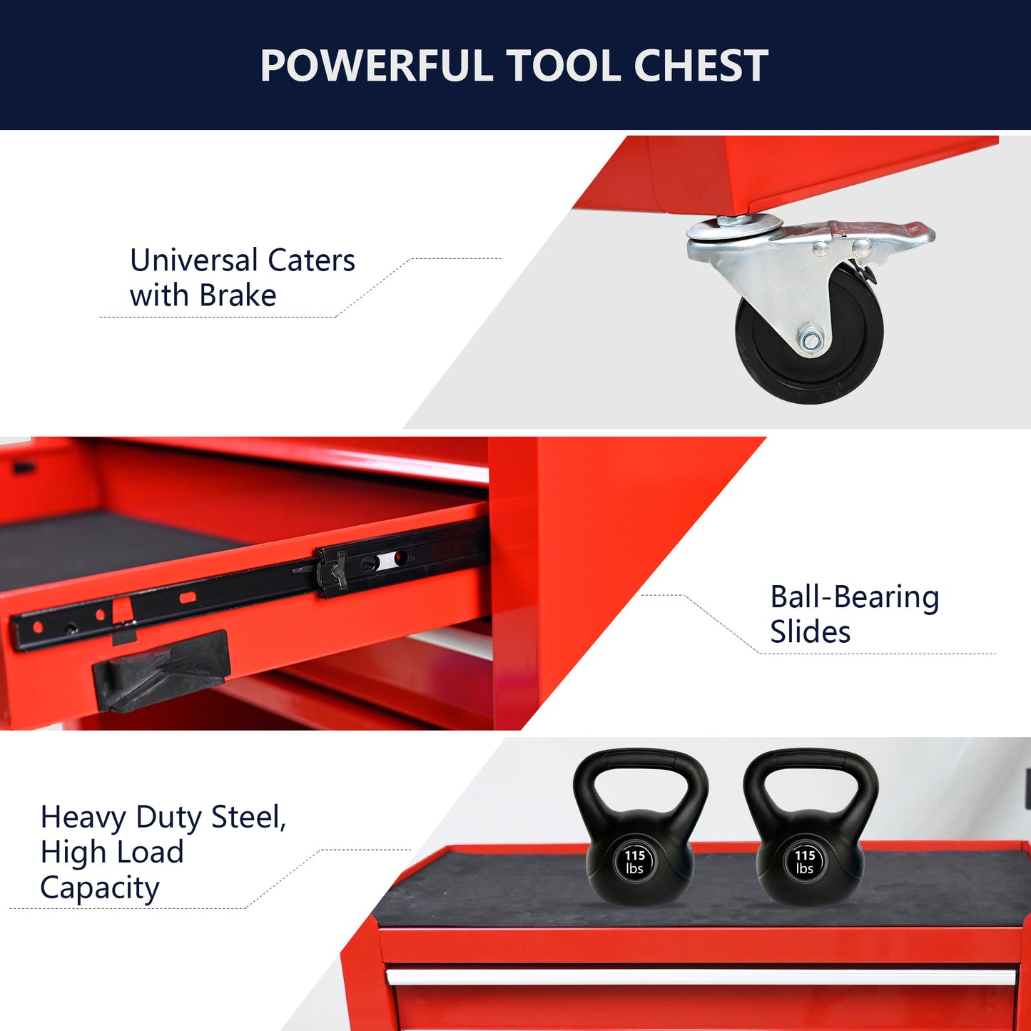 4 Drawers Tool Cabinet with Tool Sets-RED