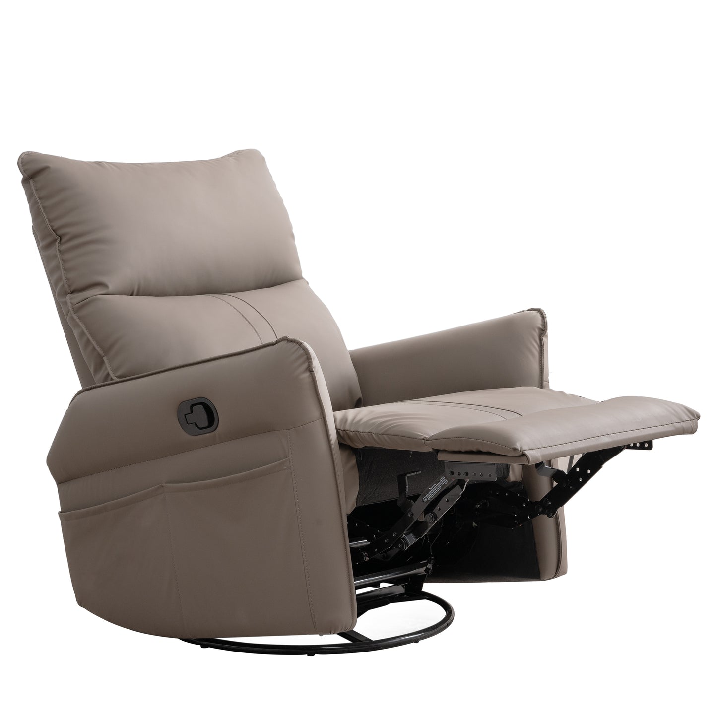 Brown PU Swivel Recliner Chair with Rocking Function