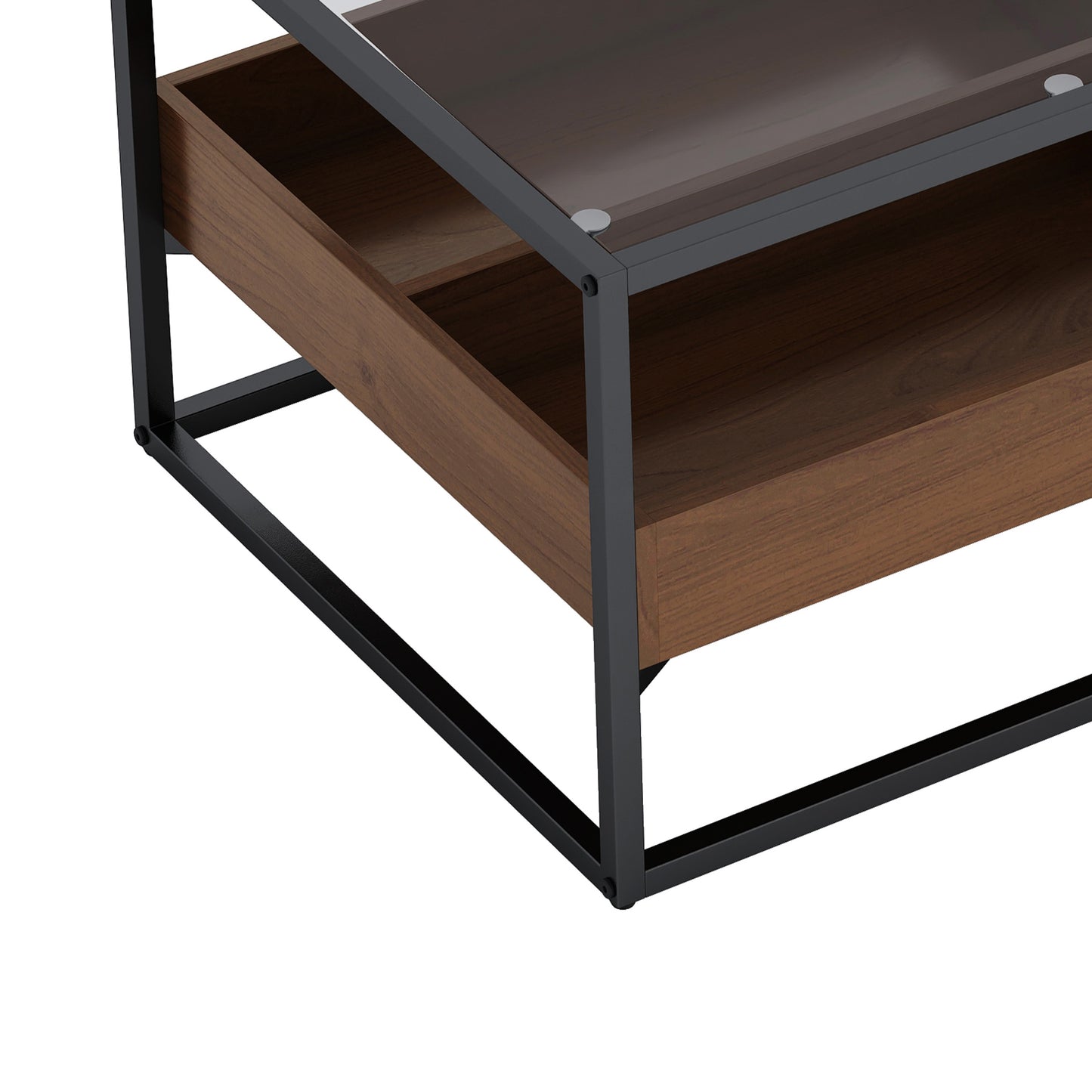 Sleek Glass Coffee Table with Storage Shelf and Metal Legs for Modern Living Rooms