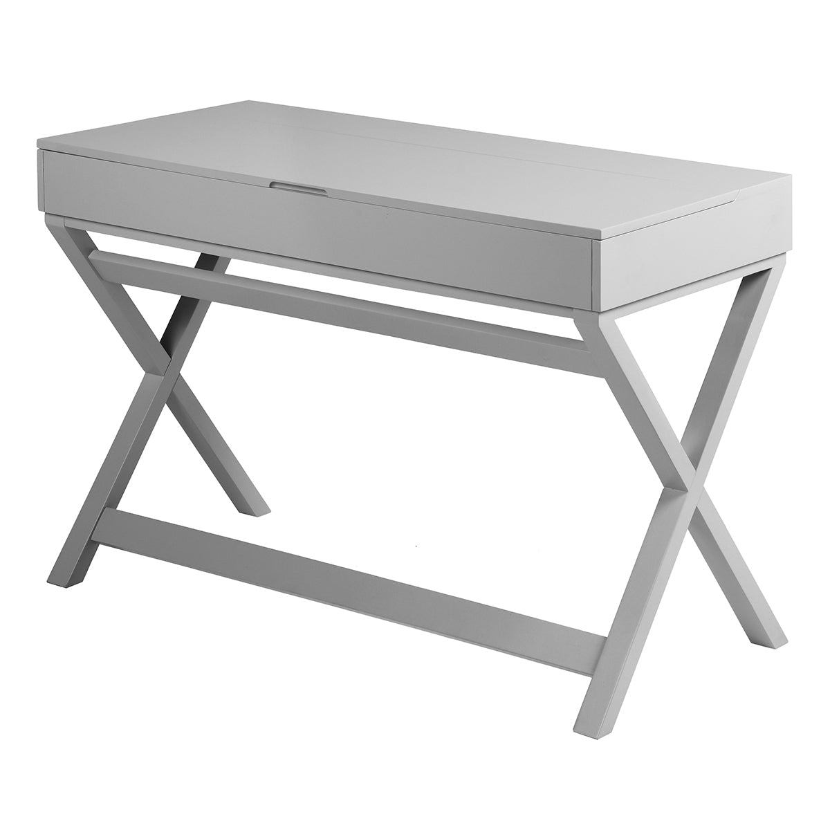 Adjustable Lift Desk with Farmhouse Style and Storage, Grey