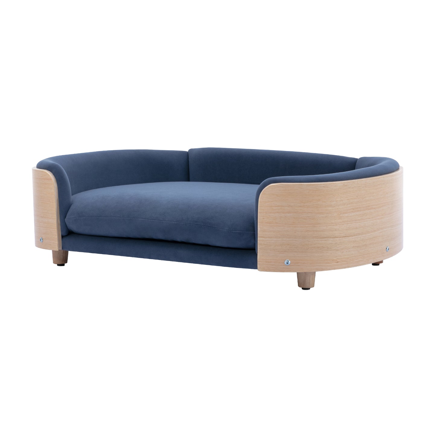 Scandinavian style Elevated Dog Bed Pet Sofa With Solid Wood legs and Bent Wood Back, Velvet Cushion,Large Size