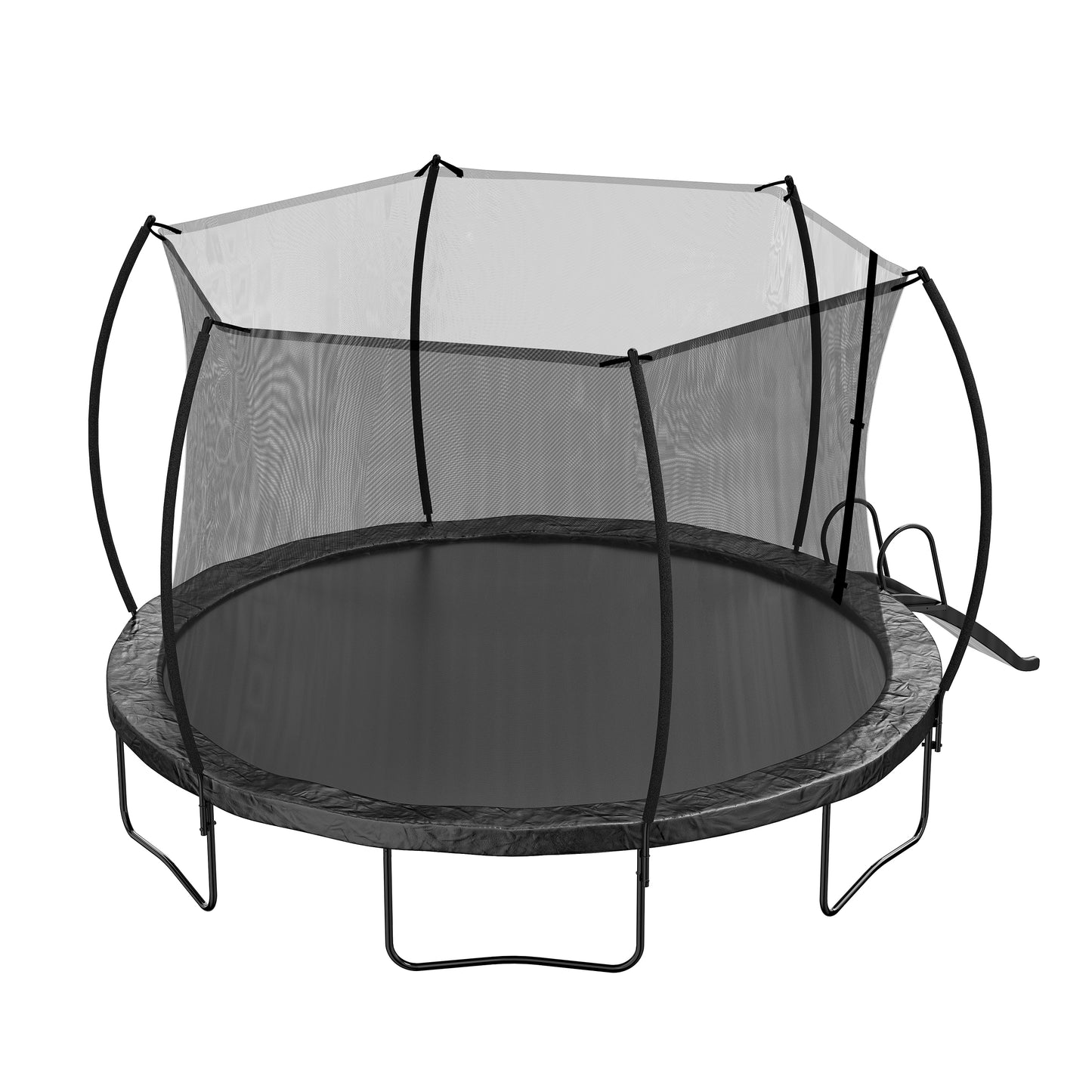 12FT Trampoline with Slide , Outdoor Pumpkin Trampoline for Kids and Adults with Enclosure Net and Ladder