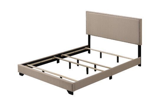 Leandros Queen Bed• Beige Fabric 27420Q