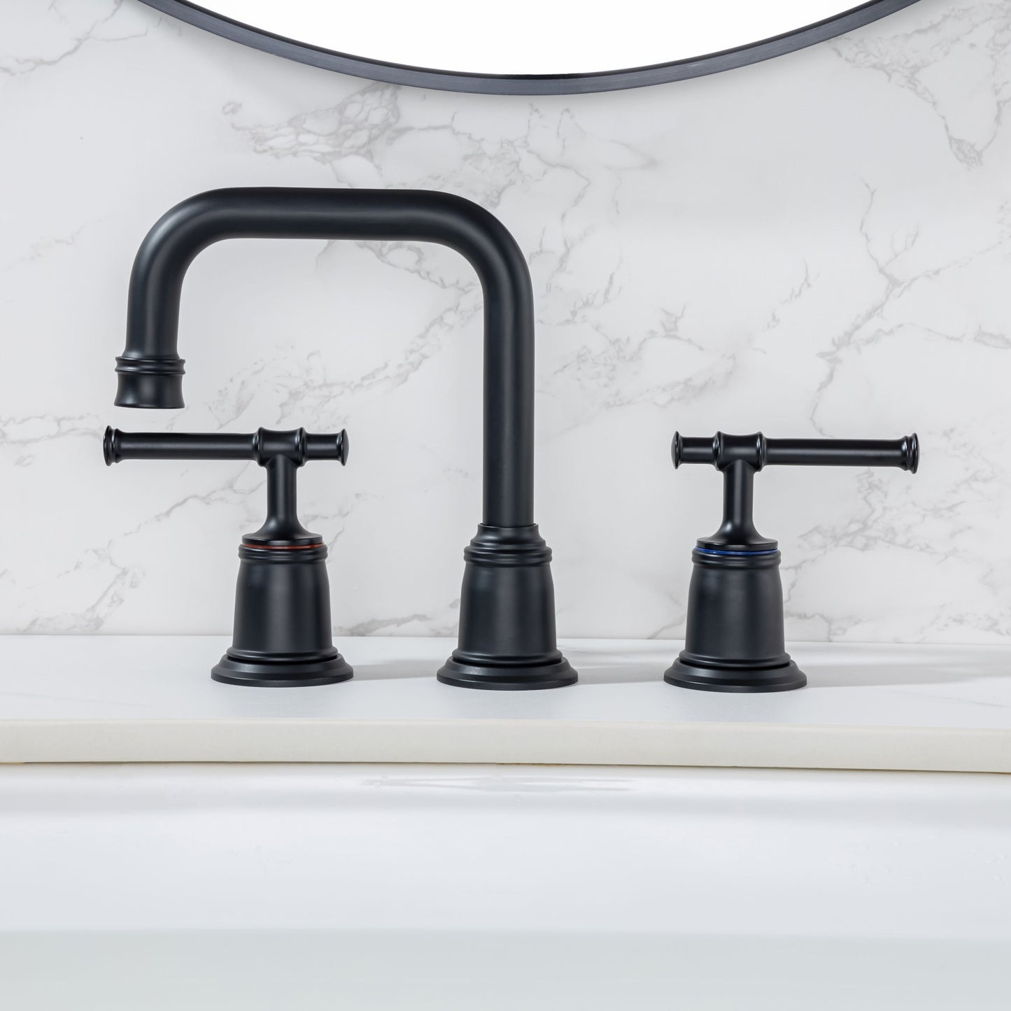 Durable Matte Black Bathroom Faucet Set With Drain Assembly