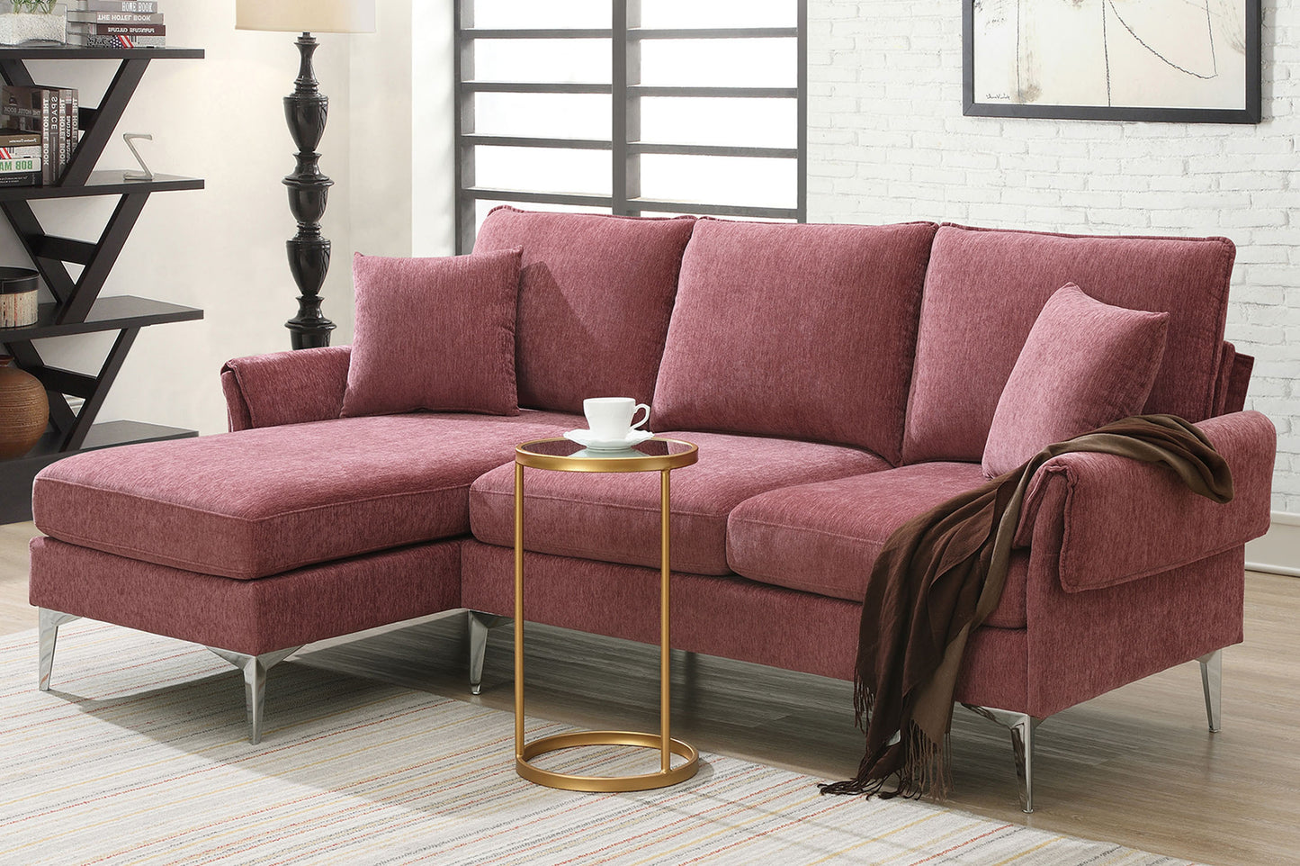 Modern 84 Convertible Sectional Sofa with Reversible Chaise Lounge