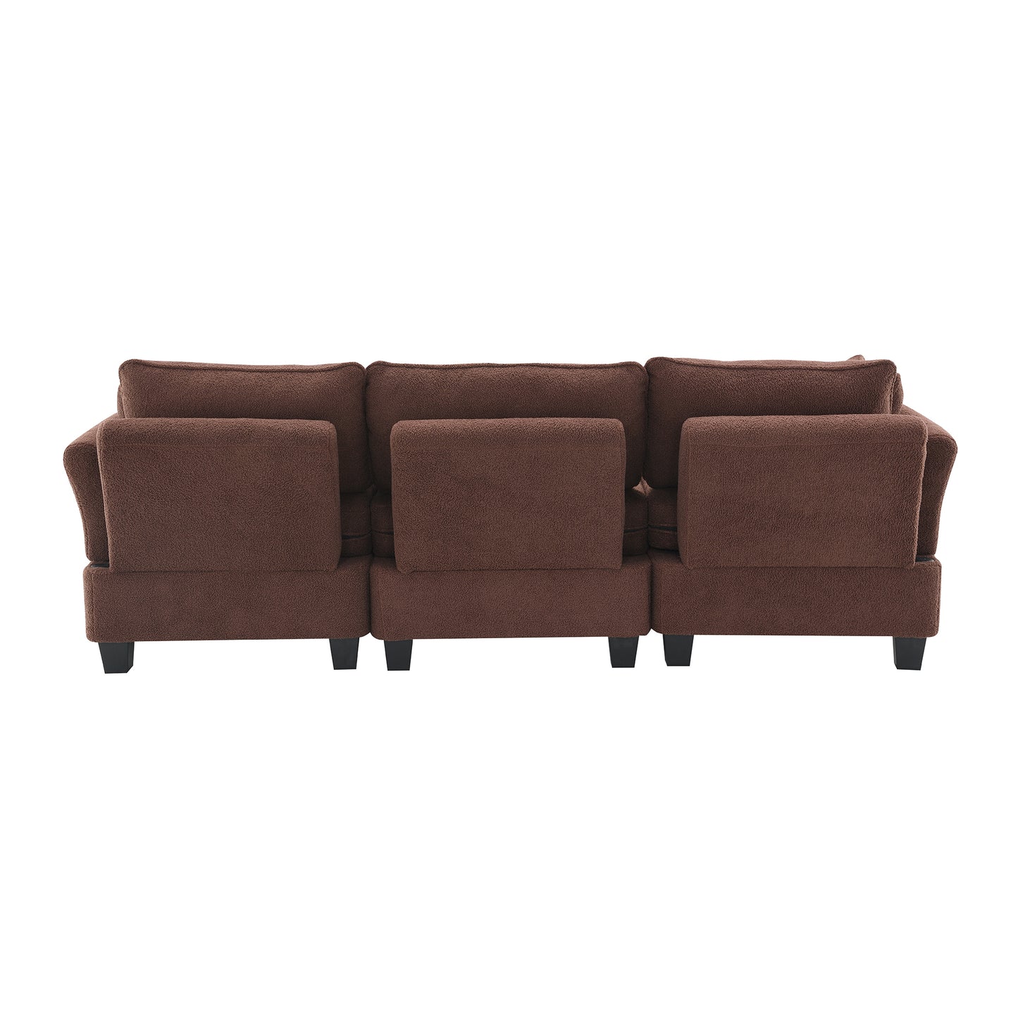 Modern Velvet L-Shaped Sectional Sofa with Charging Ports and Ottoman