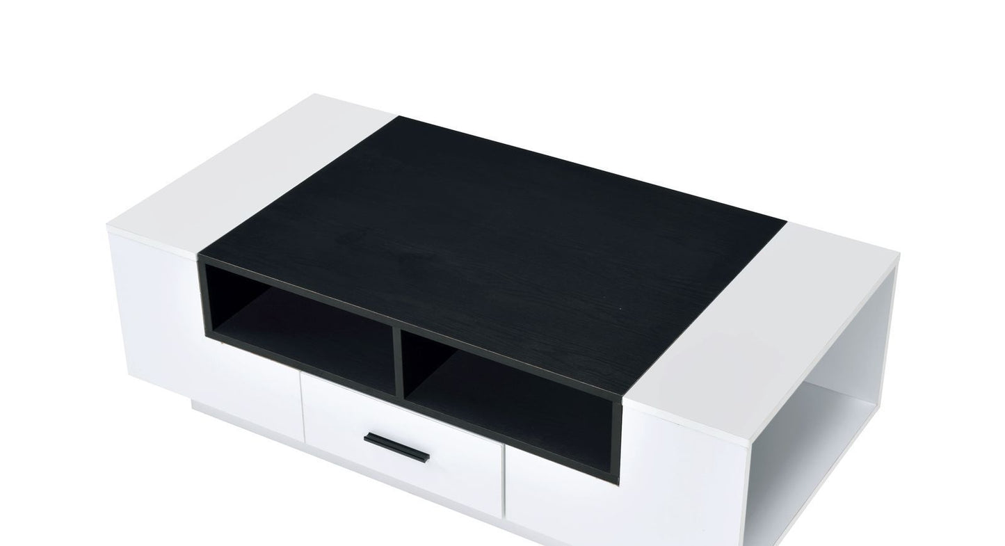 Armour White and Black Coffee Table with Storage