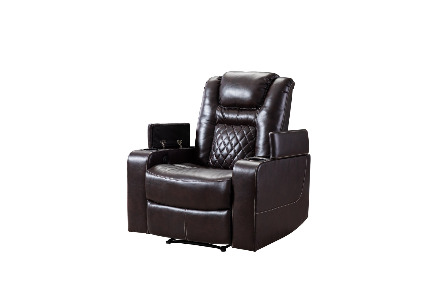 Luxurious PU Recliner with Built-In Cup Holders, Storage, and USB Port