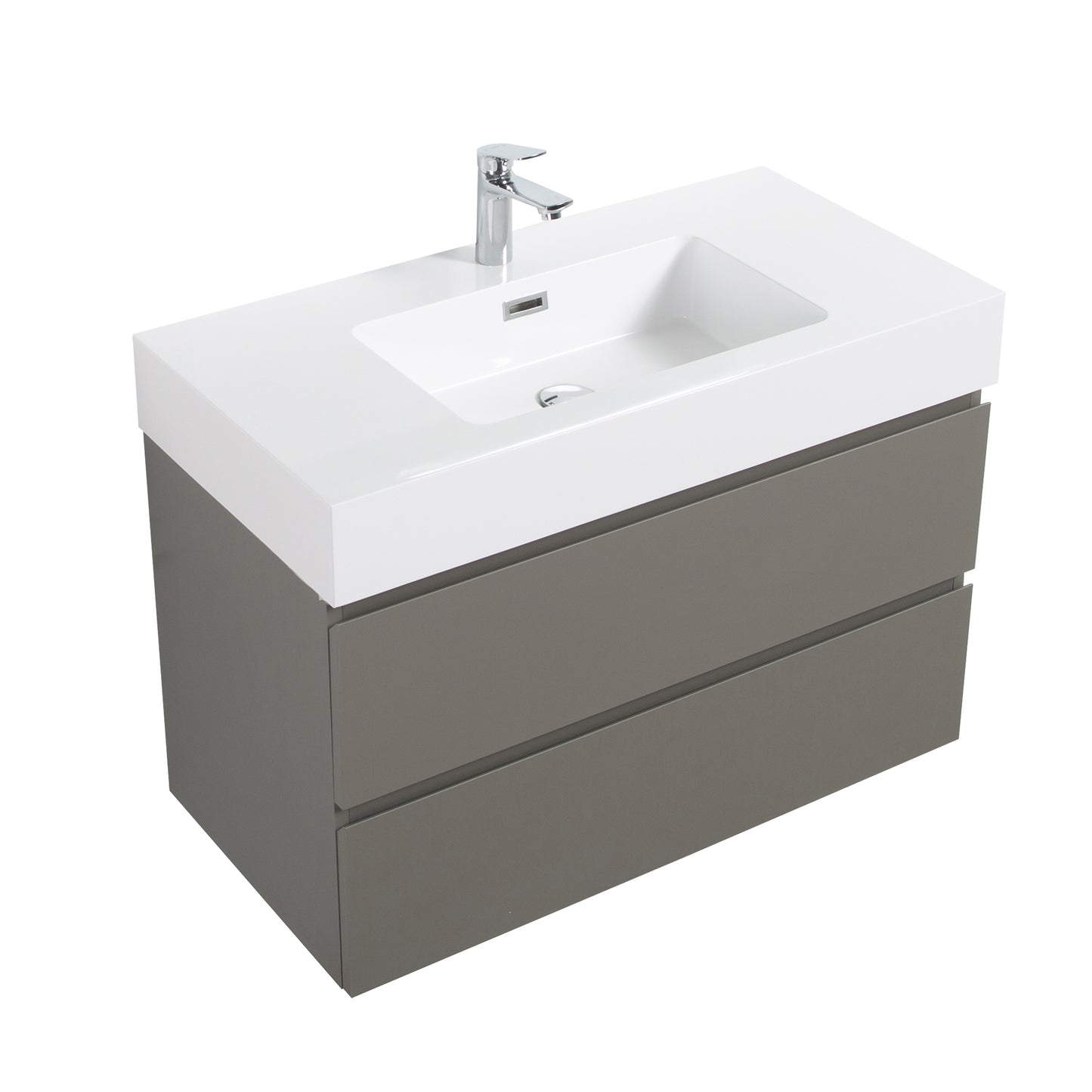 Alice-36W-102,Wall mount cabinet WITHOUT basin,Gray color,With two drawers