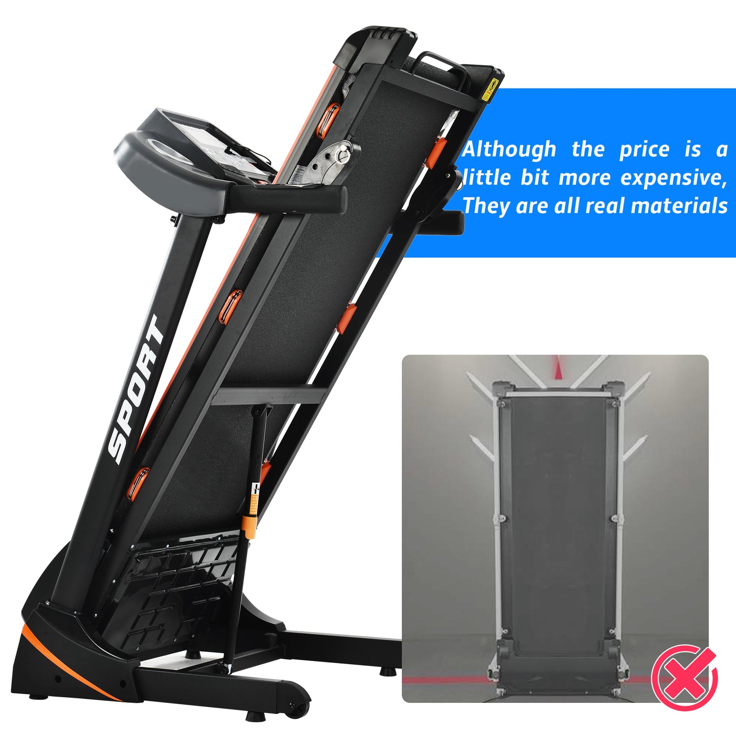 Folding Electric 3.5HP Treadmill With Incline Medium Running Machine Motorised LCD Gym 330lbs Folding Treadmill Electric Motorized Power 14.8KM/H Running Fitness Machine Gym(W54022178 Upgrade)