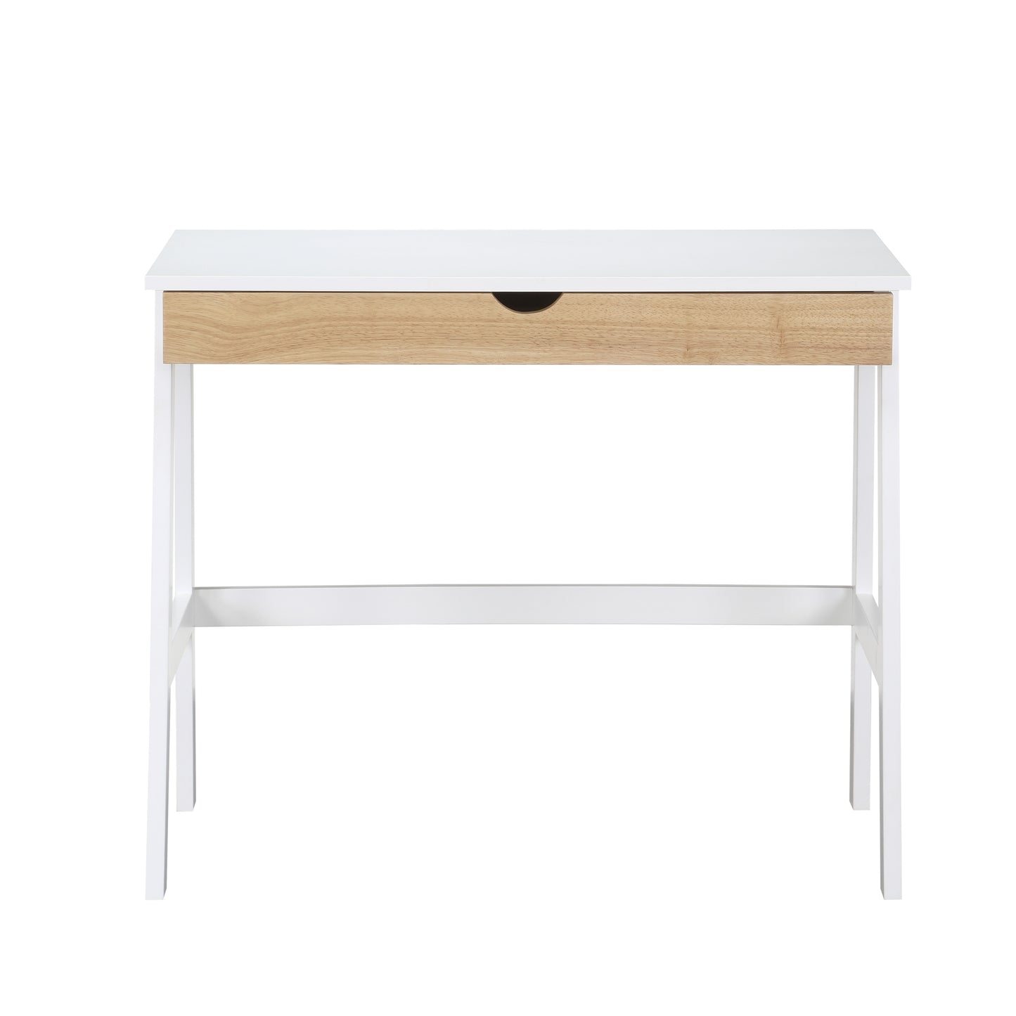 Solid Wood Modern White/Natural Hilton Desk