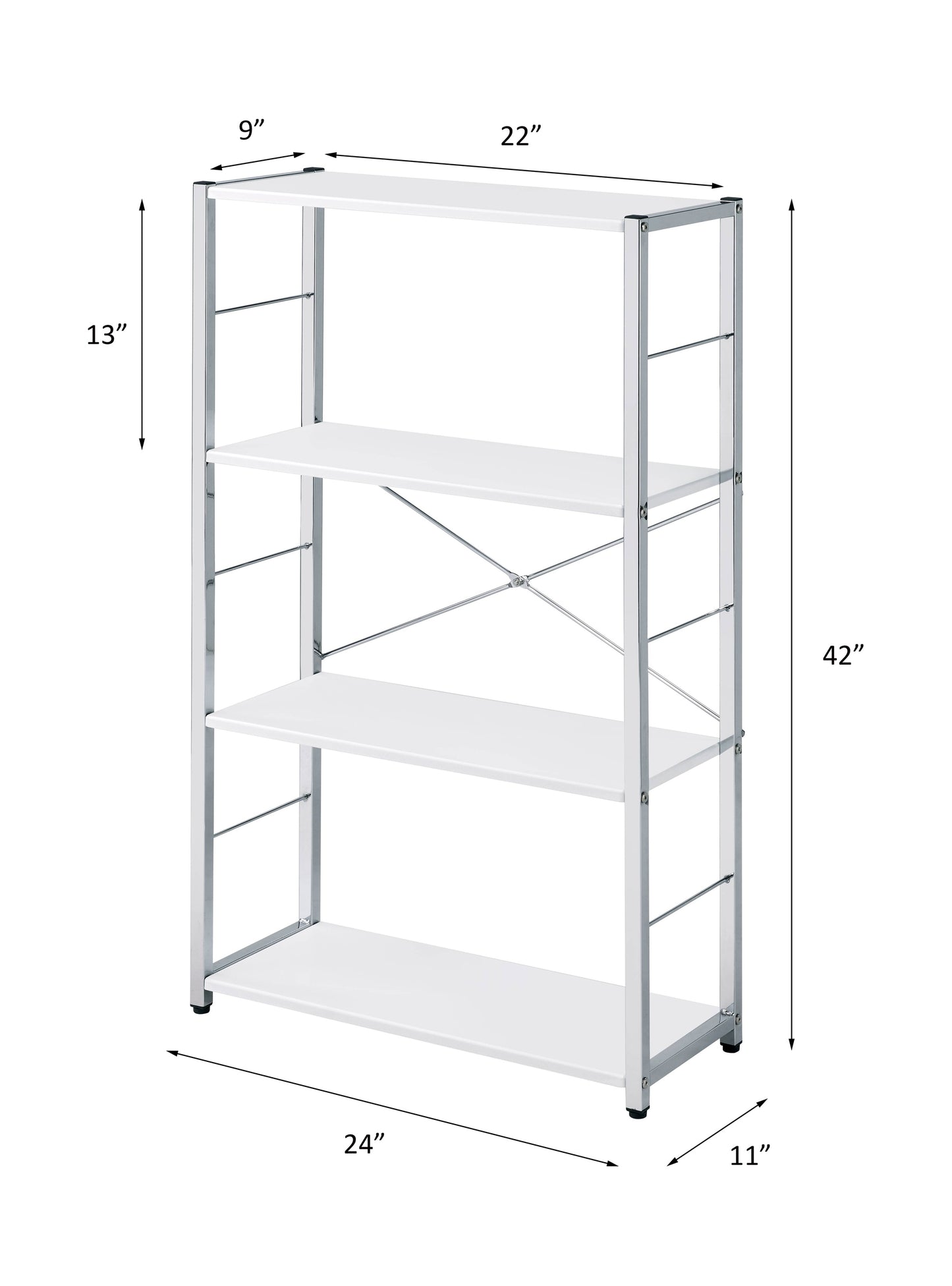 Tennos Bookshelf, White & Chrome Finish 93192