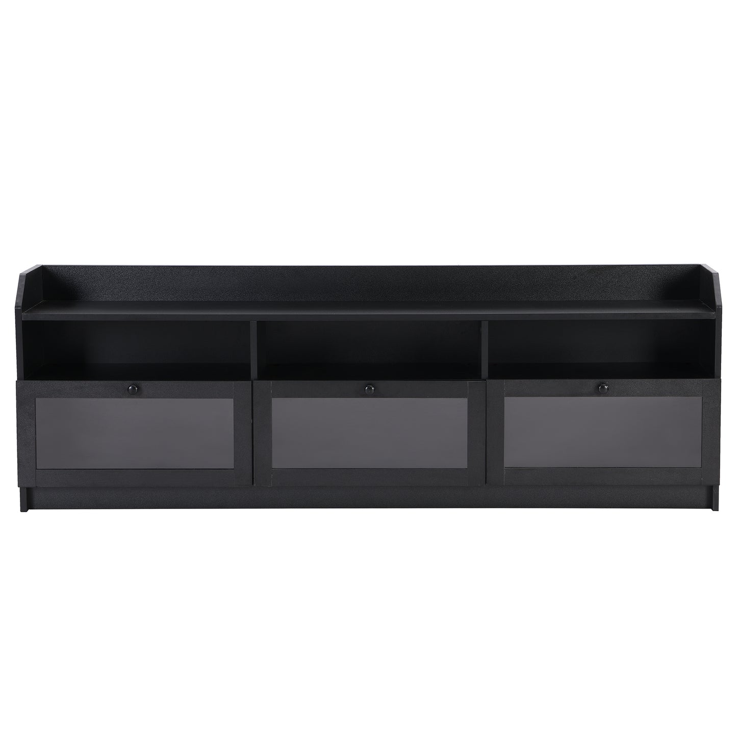 Sophisticated Black TV Stand with Acrylic Board Door and Generous Storage Space for TVs Up to 65