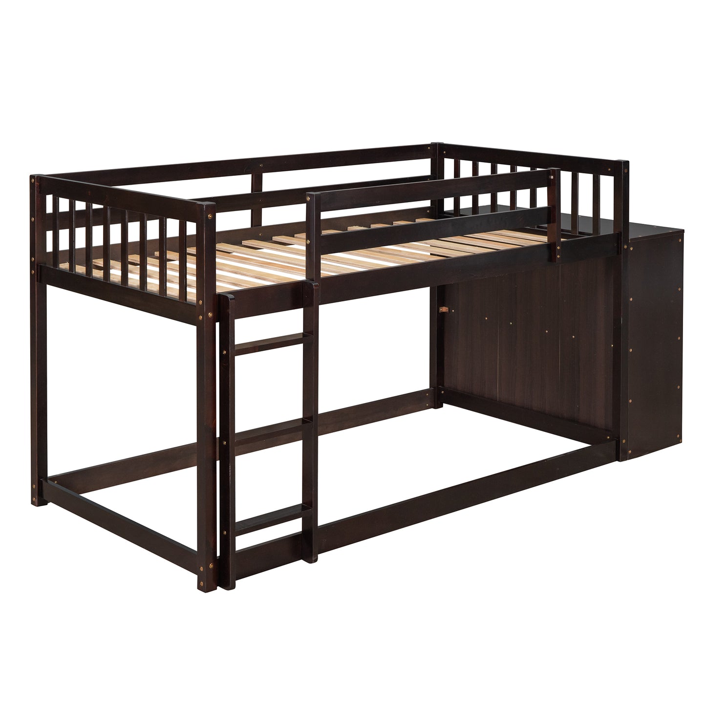 Twin Over Twin Bunk Bed with Espresso Finish and Storage Options