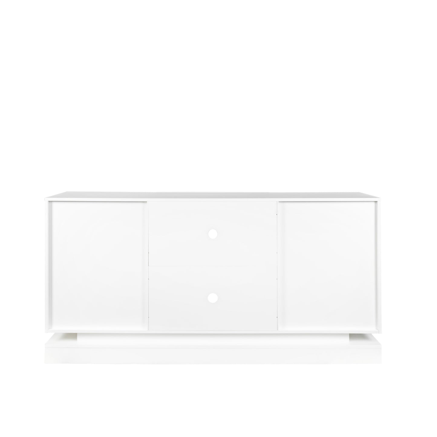 White TV Cabinet with Bluetooth Speaker and LED Lights, Modern Entertainment Stand with Storage Drawers